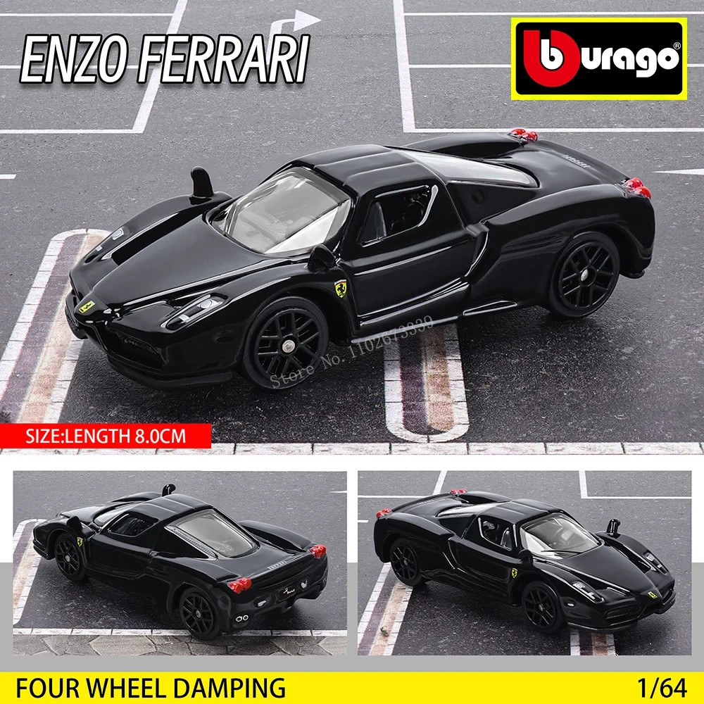 Bburago 1/64 ENZO Ferrari Black Diecast Metal Racing Sports Car Ferrari Diecast