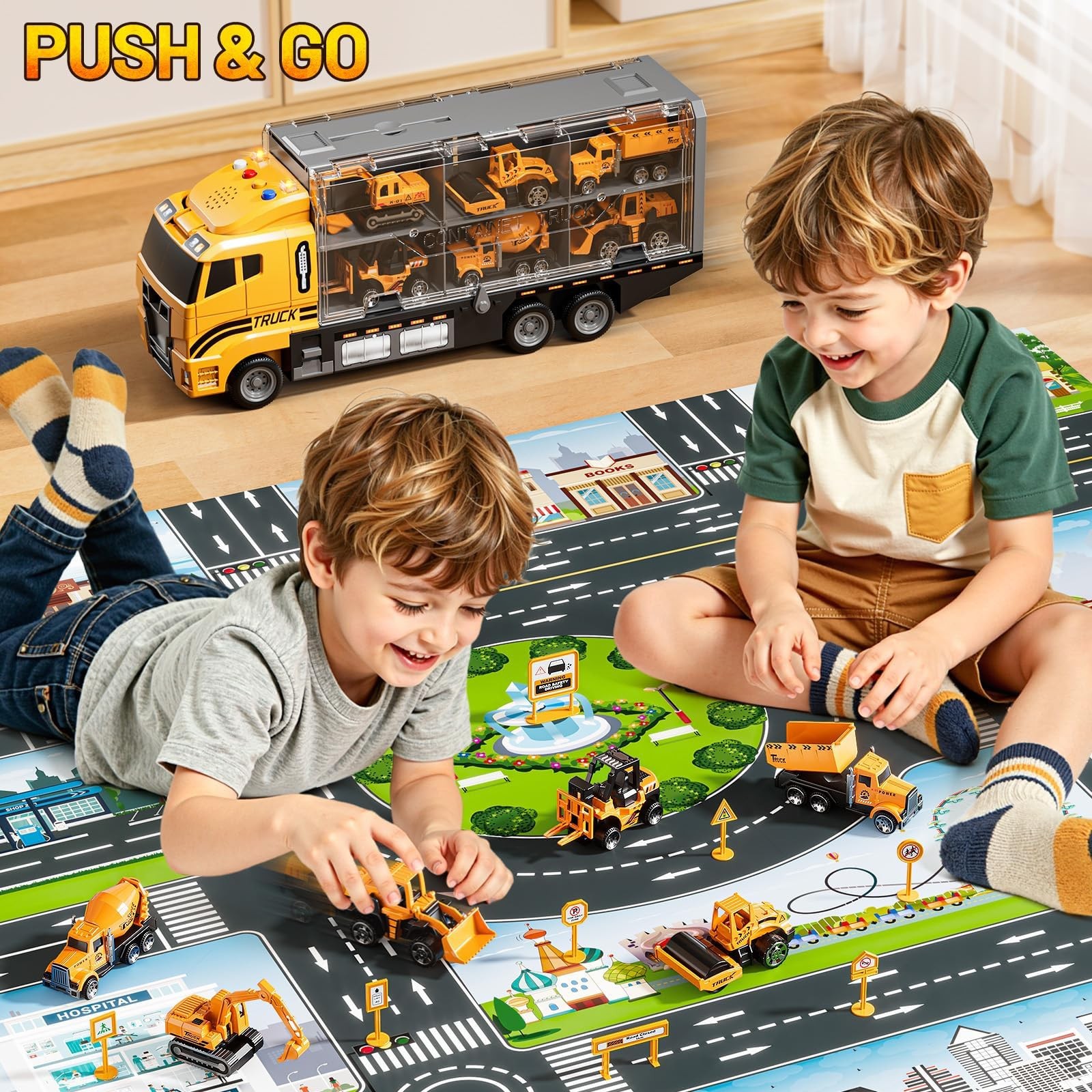 Carrier Truck Toddlers Toys for 3 4 5 6 7 Years Old Boys, Toy Truck Transport…