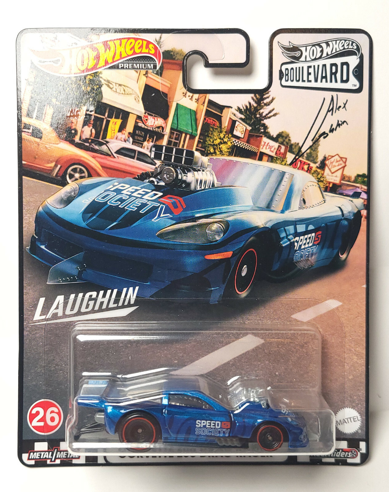 Hot Wheels Boulevard Corvette C6 Z06 Drag Racer Laughlin blue