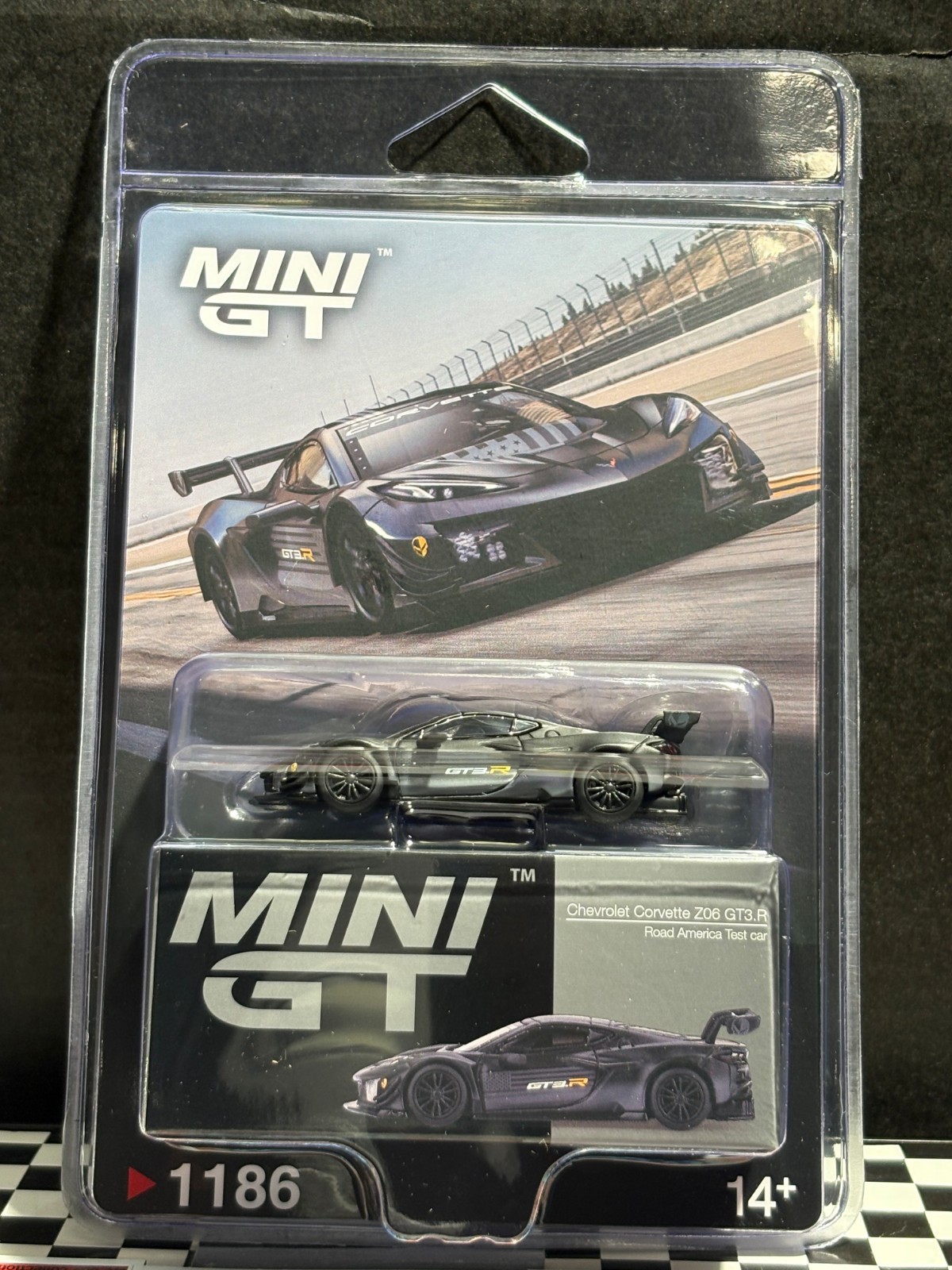 1/64 MINI GT CHEVROLET CORVETTE Z06 GT3R ROAD AMERICA TEST CAR #1186