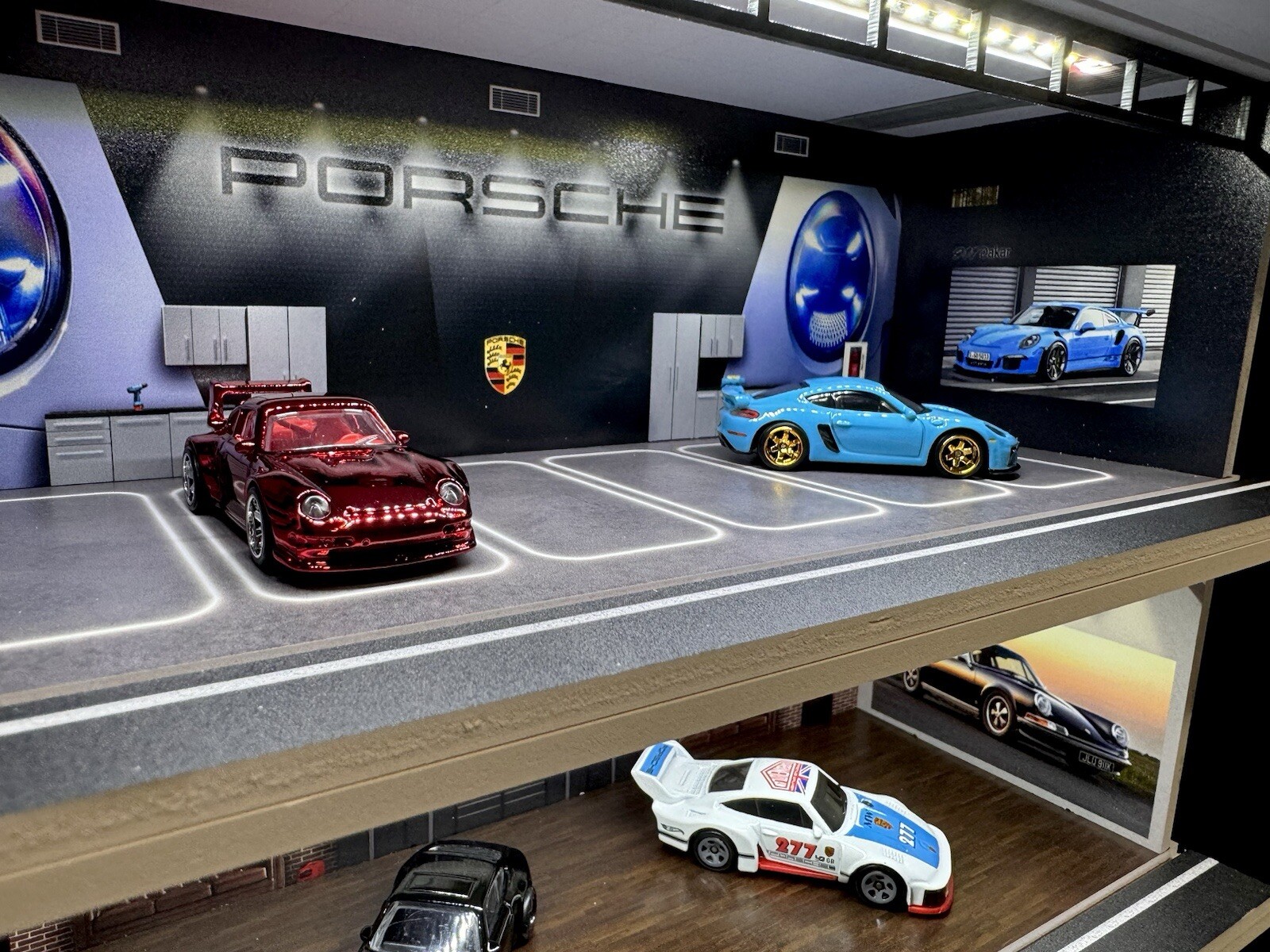 The Ultimate Porsche Diorama! For Hot Wheels 1:64 Models LED Lighting 5 LEVELS!