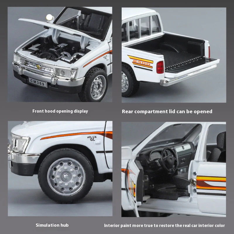 1:32 Toyota Hilux Alloy Model Off road Pickup with Sound and Light Diecast Toy