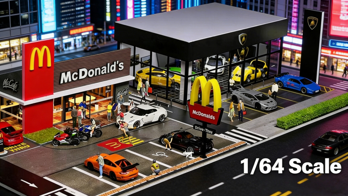 1/64 Diorama Car Garage Model Building Backdrop Parking Lot Display Scene Model