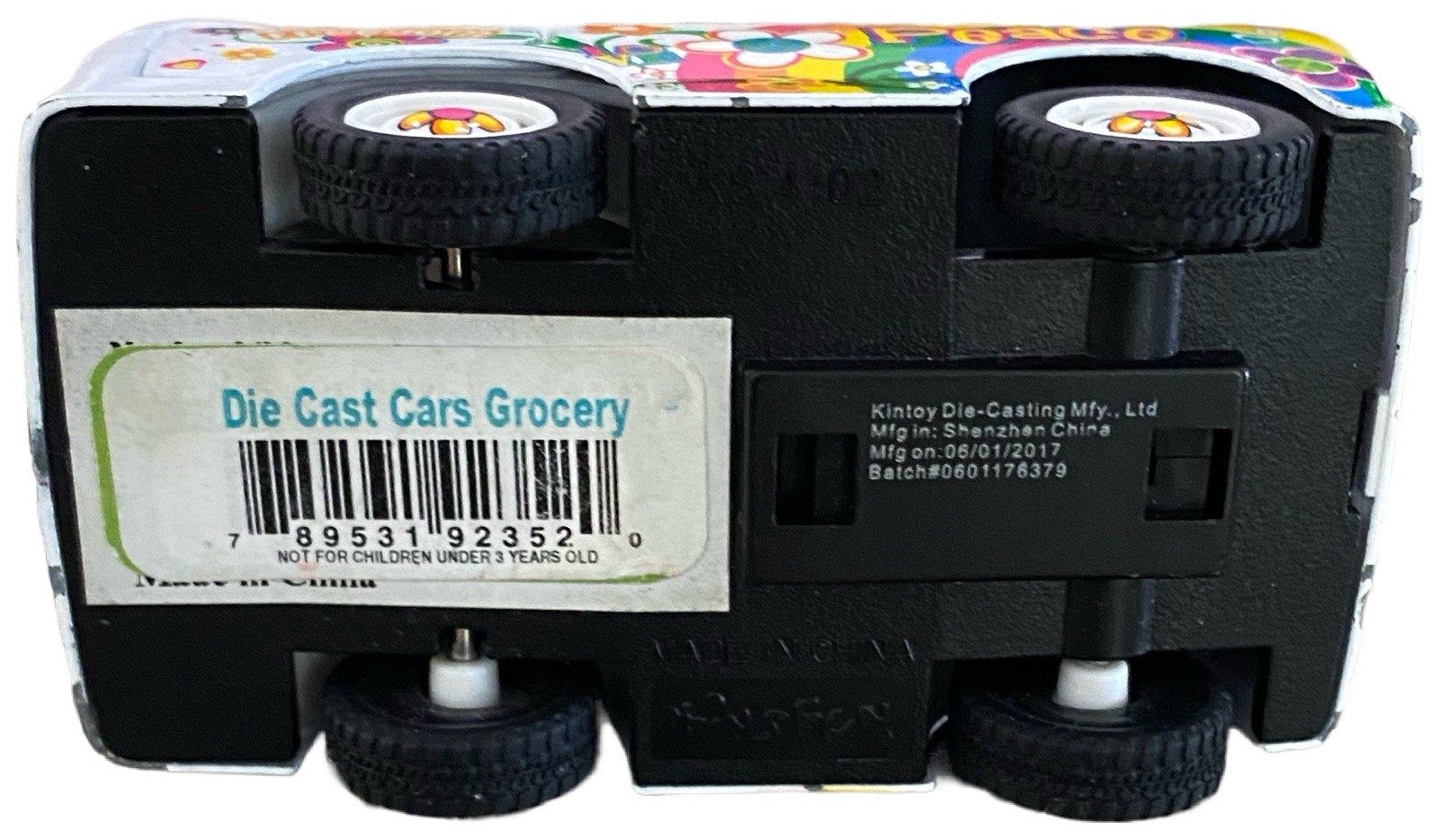 Kinsfun Kintoy Diecast Peace Dream Van Flowers Rainbow pull-back, works- 3.5”