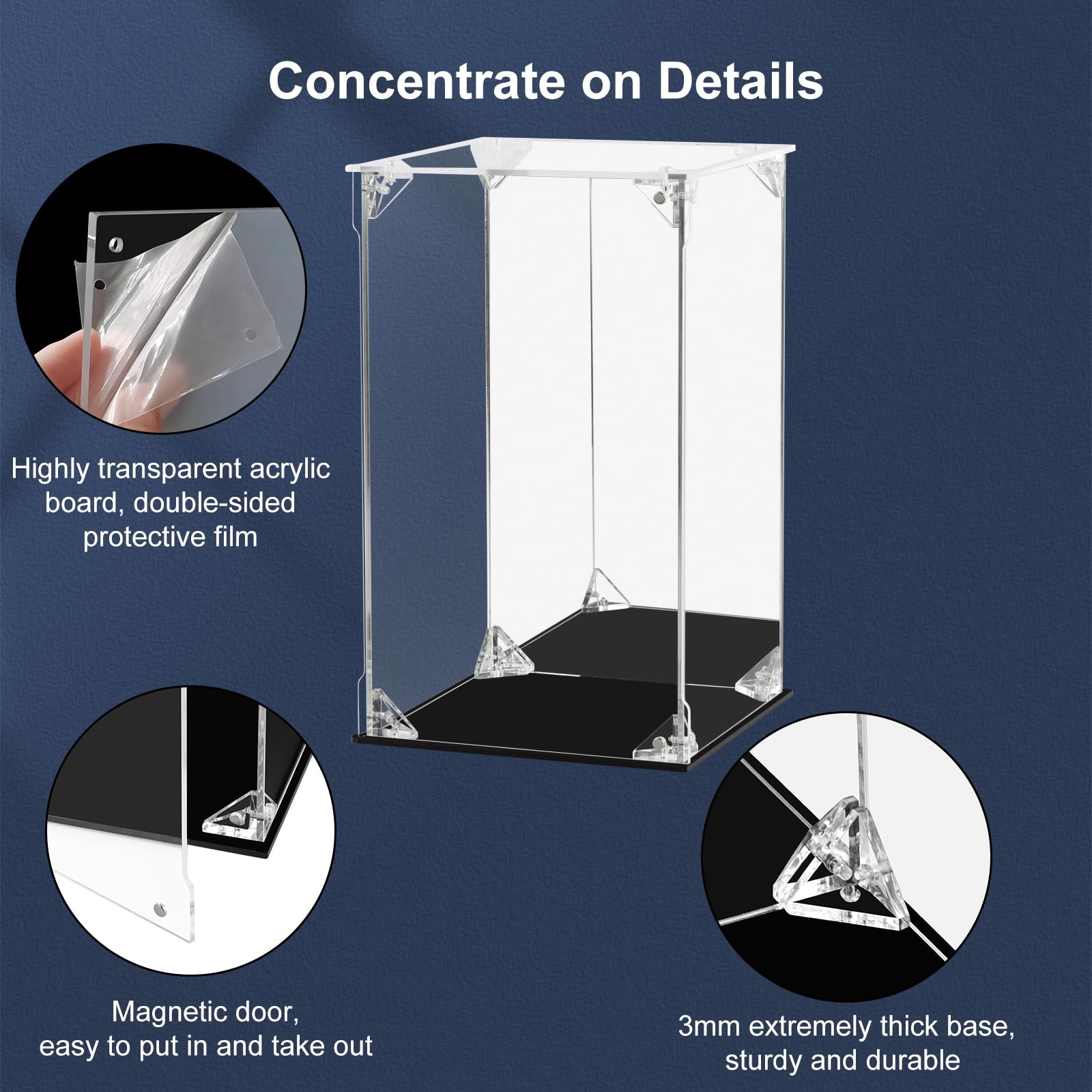 Acrylic Display Case for Collectibles Assemble Clear 8x8x12 Inch,