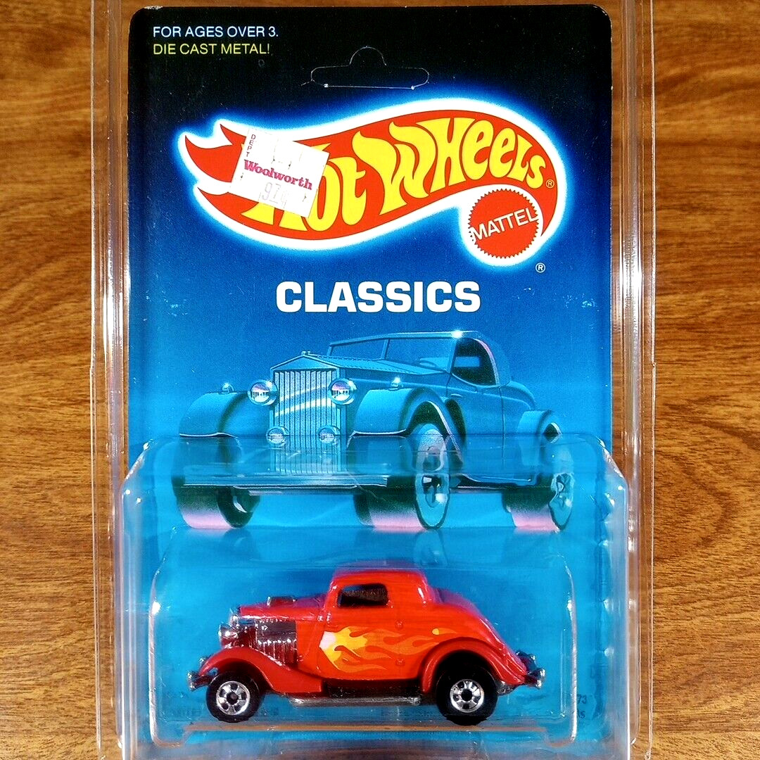 Hot Wheels Classics 3-Window ’34 Red BW Blackwall Malaysia 1988 Large Wheels