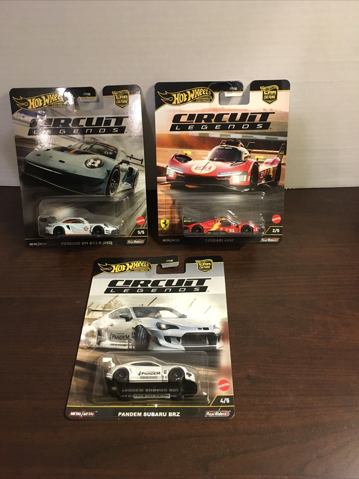 HOT WHEELS PREMIUM CAR CULTURE CIRCUIT LEGENDS FERRARI 499P , 911 Porsche, BRZ