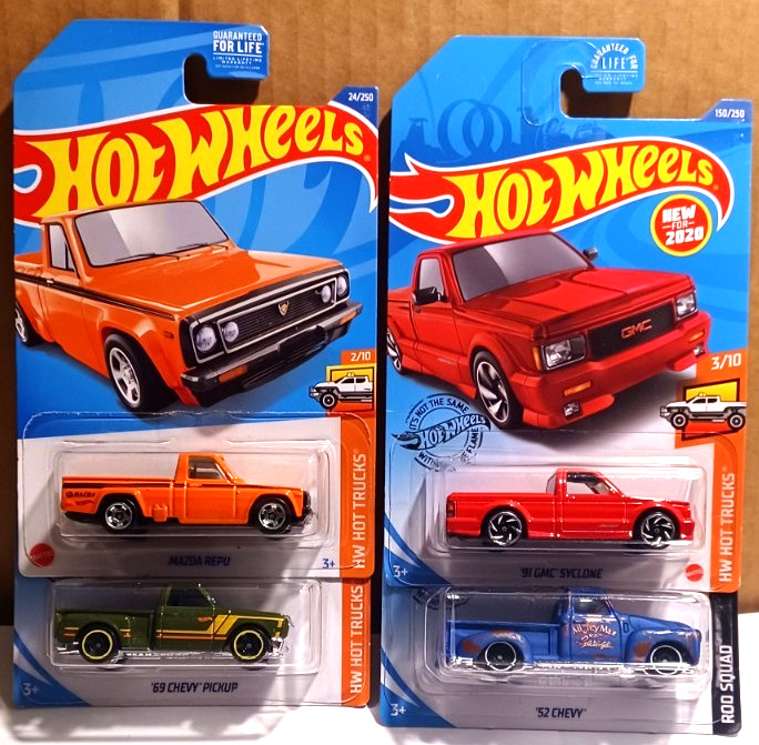 HOT WHEELS 52 69 CHEVY 69 GMC MAZDA 24/250 150/250 201/250 202/250 Mix Lot of 4