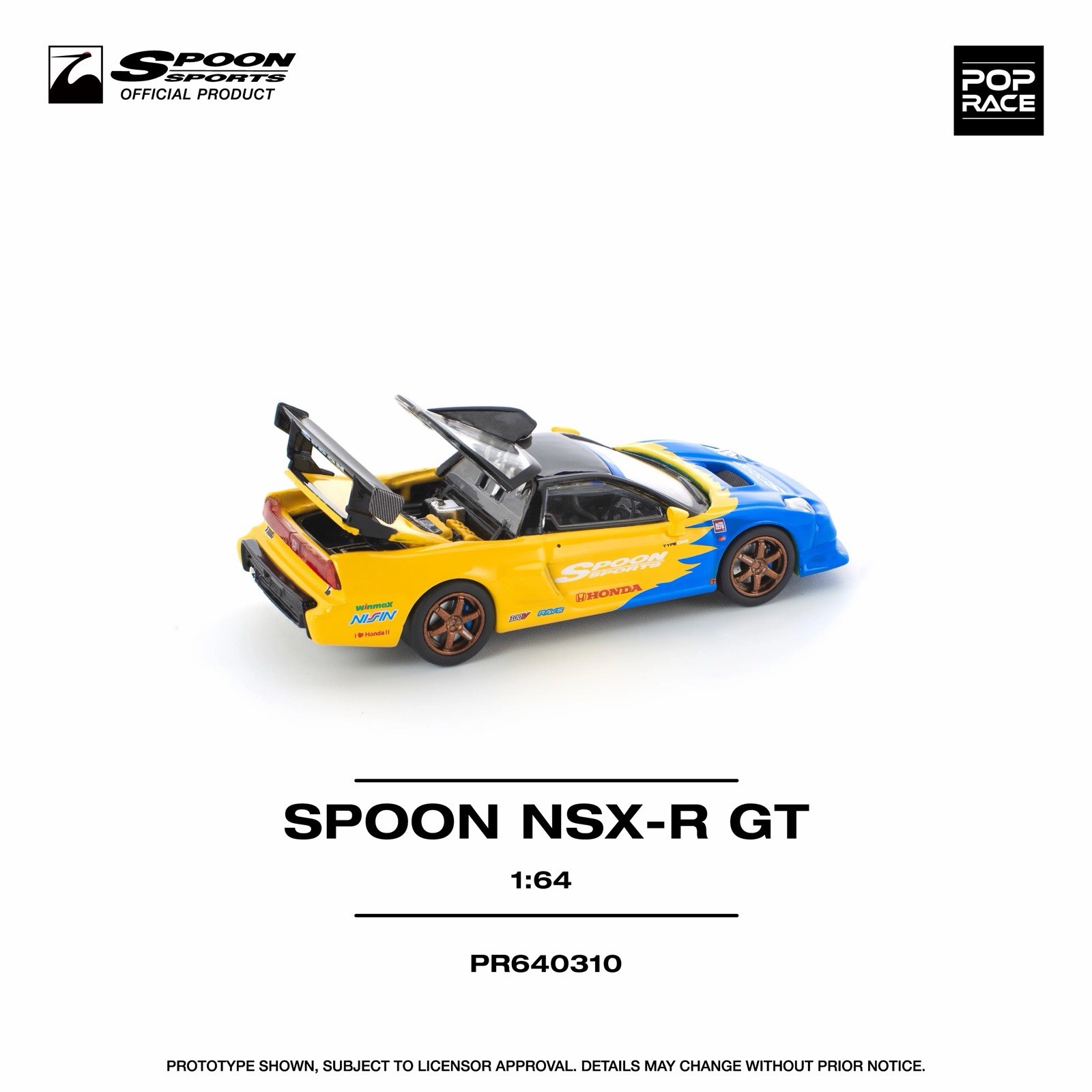 Pop Race Spoon Honda NSX R GT Yellow 1/64 #310