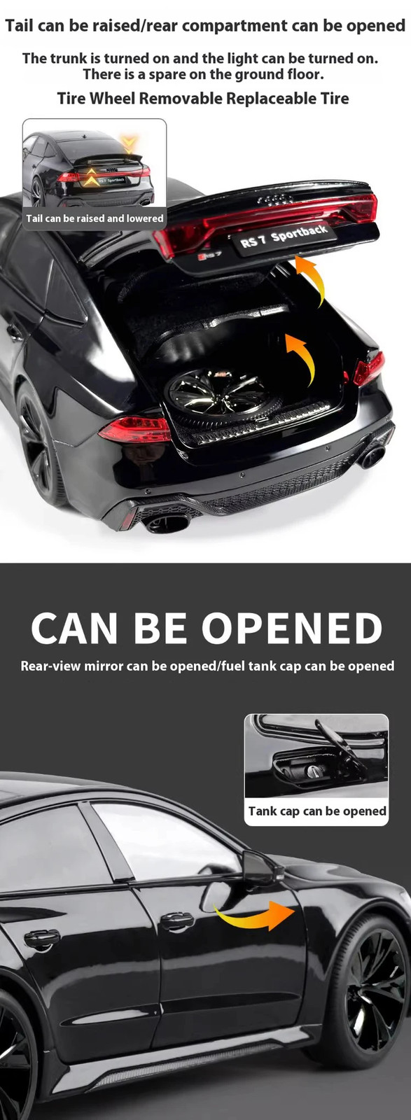 1:18 Audi RS7 Sportback Alloy Diecast Model Car Collectible Miniature Toy Birthd