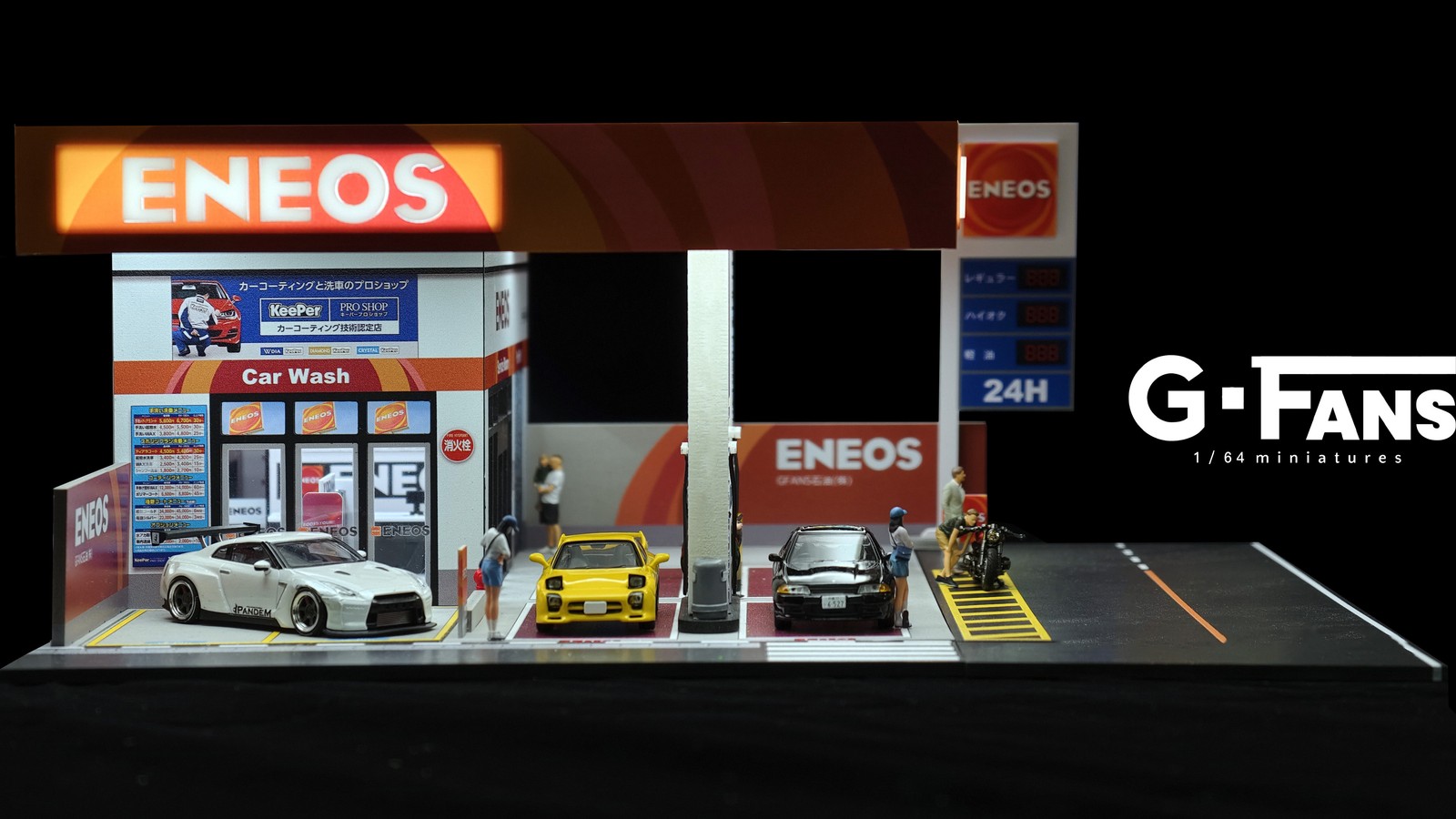 1/64 Diorama Model Car Garage Model LED Lighting City Building Scene Model Toy