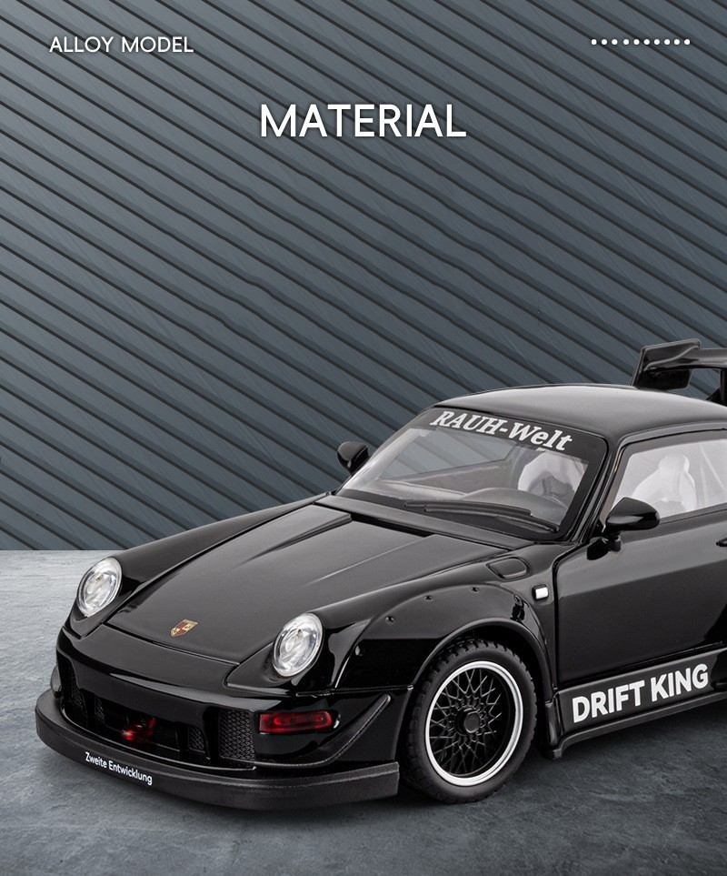 1:22 Porsche RWB 993 Targa 911 Diecast Model Car – Sound Light Pull-Back Toy