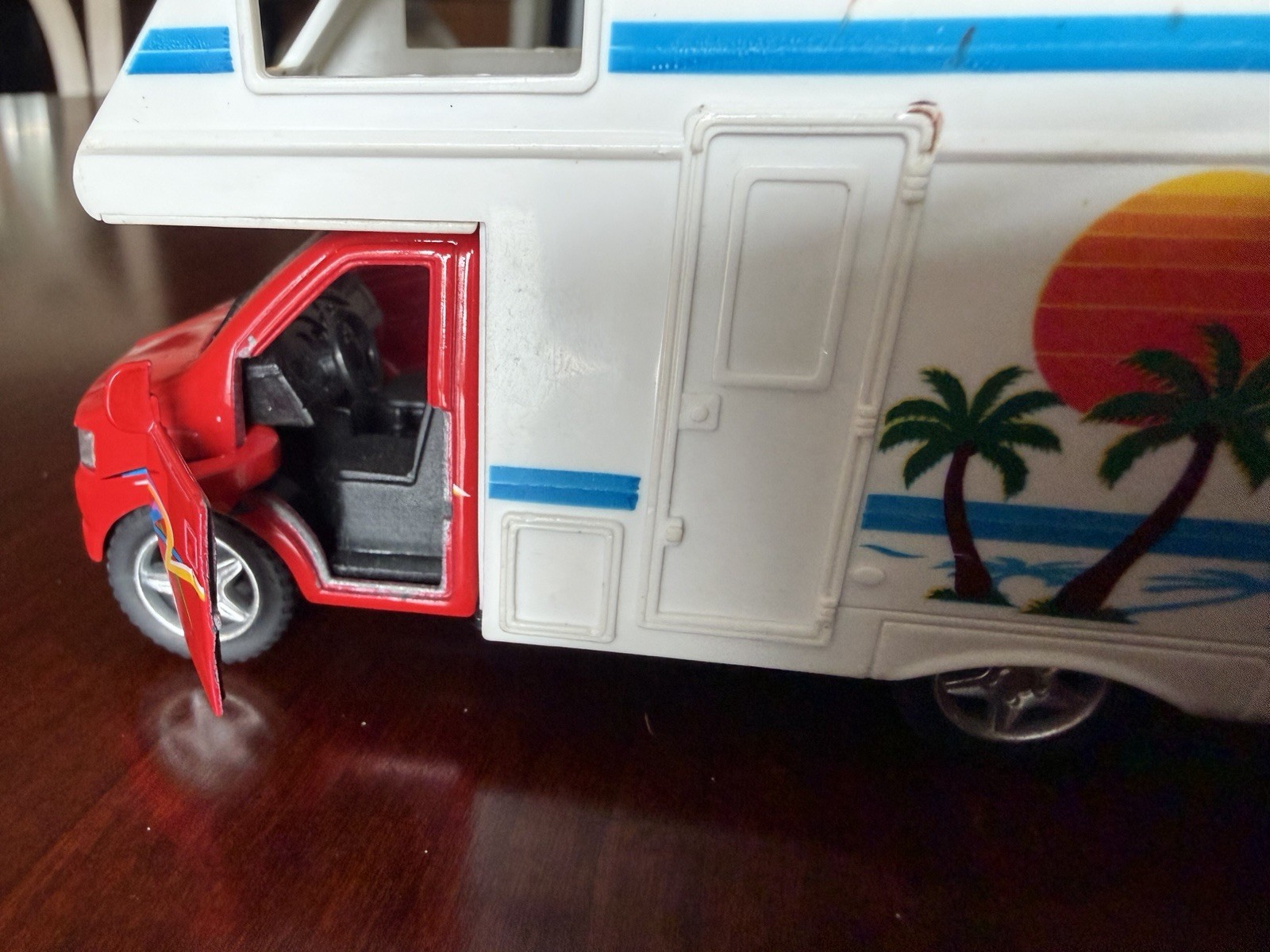 Kinsfun Ford E-350 Red Camper Van Fully Loaded 1/43 O Scale Diecast Vehicle