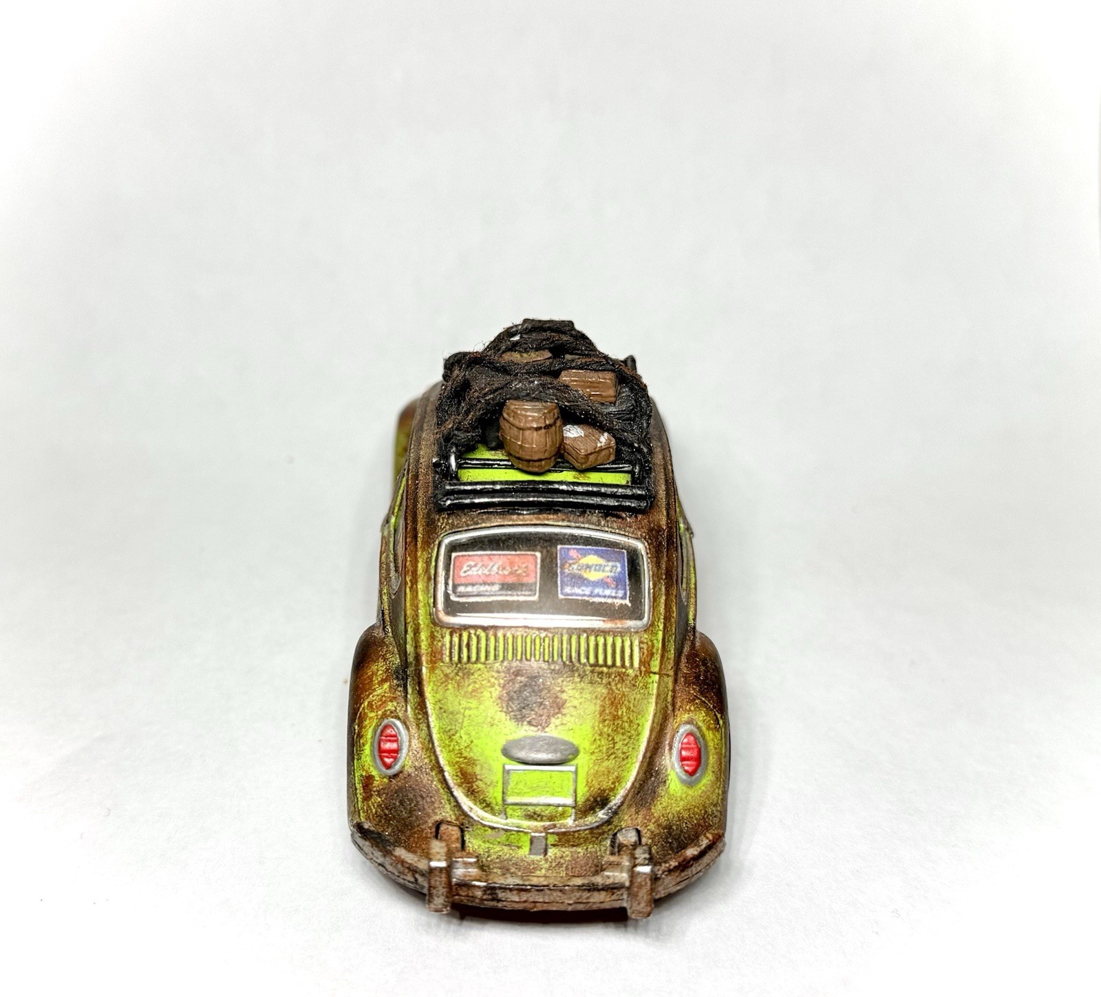 Custom 5″ Kinsmart 1/32 Green Volkswagen Beetle Hot Wheels Hand Painted Rat Rod
