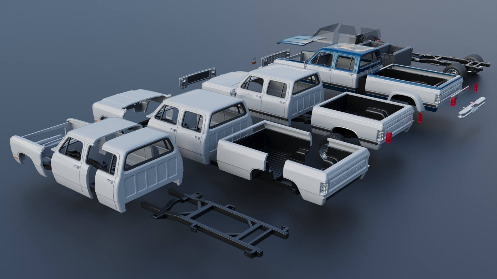 3d printed Dodge Ram W350 Crew Cab Dually 1983 model car collectible replica