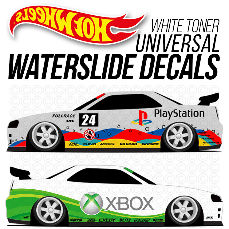 1/64 Scale PLAYSTATION XBOX White Toner Universal WaterSlide Decals Hot Wheel