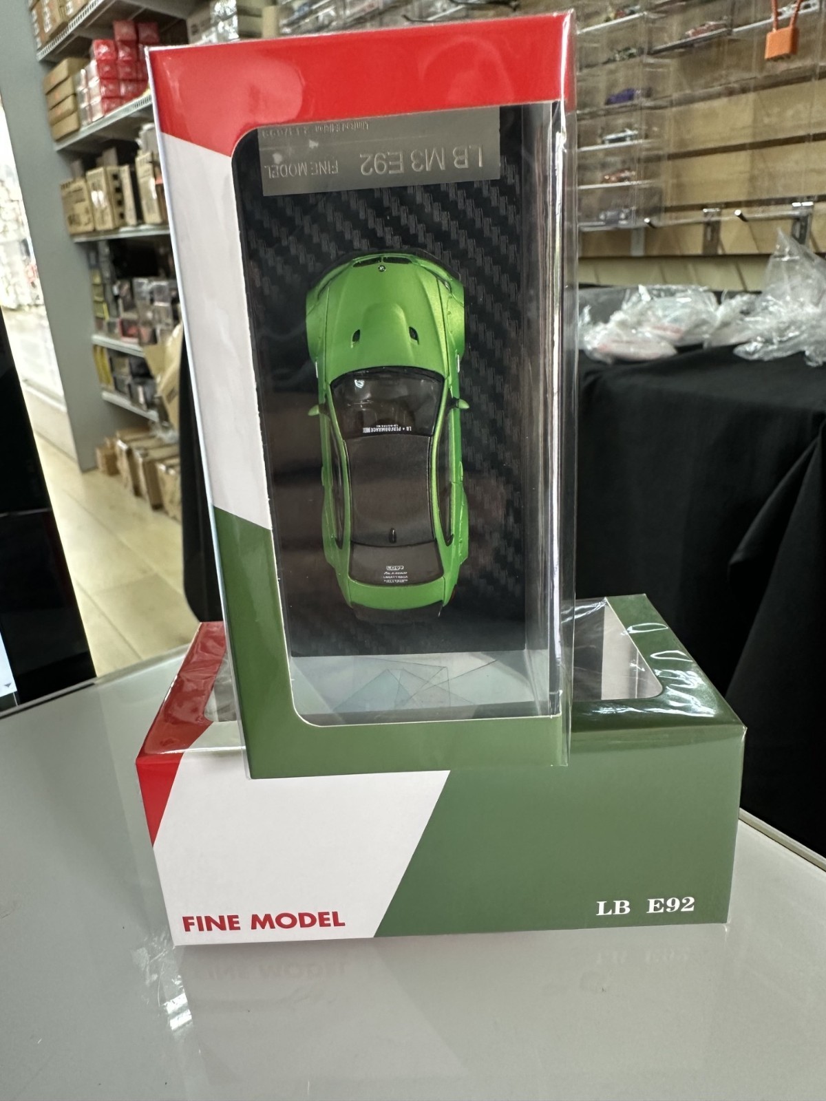 BMW M3 E92 LB MODIFIED LBWK MATTE GREEN 1/64 DIECAST CAR BY FINE MODEL FM