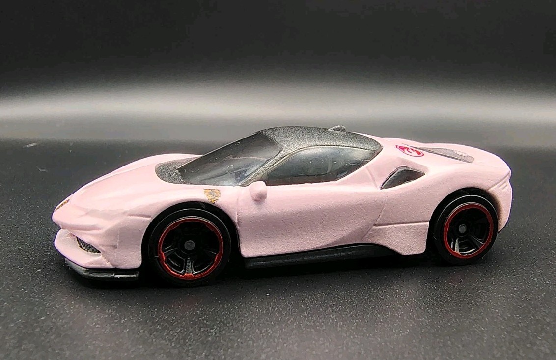 Custom Hot Wheels Ferrari SF90 Stradale Pink 1/64 Stock Wheels NoScalpCustoms