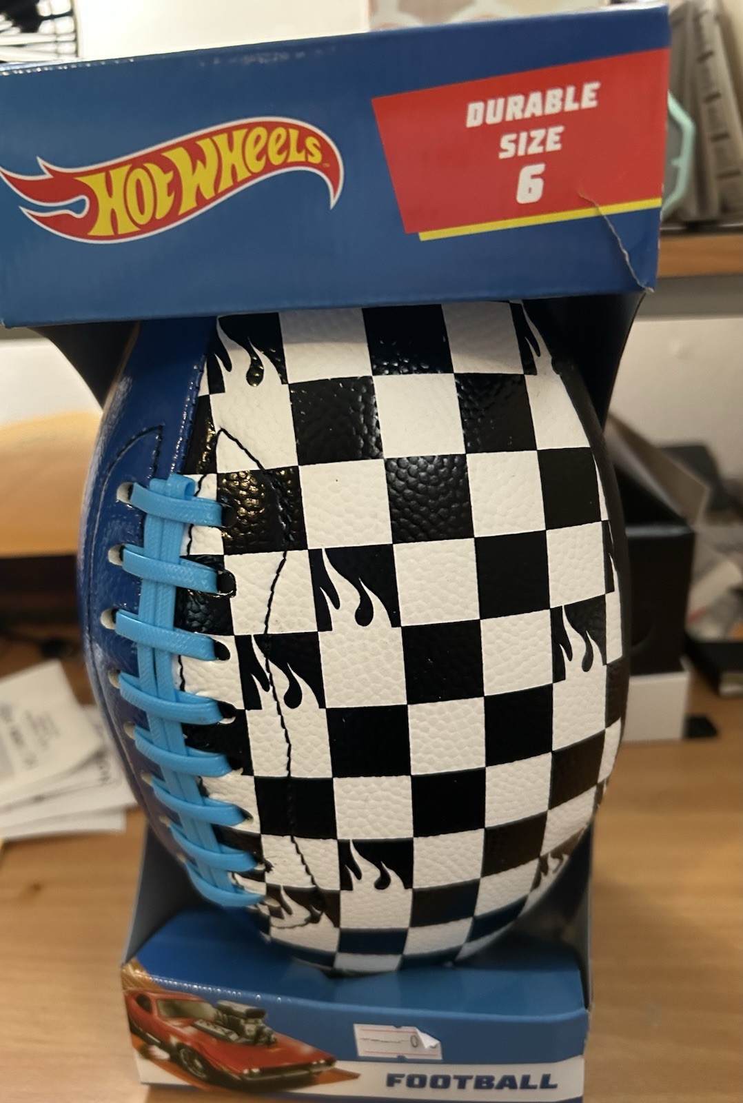 Mattel Hot Wheels Speed Club Football Durable Size 6 Blue and Black New