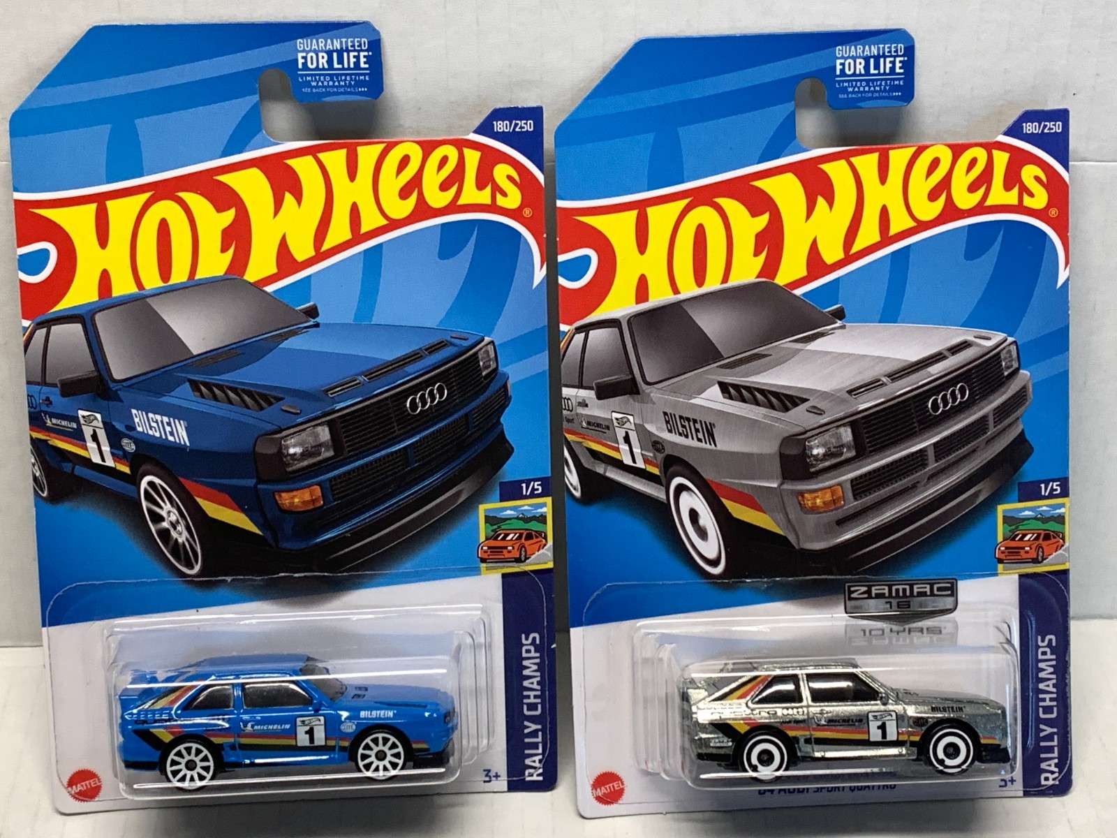 HOT WHEELS 84 AUDI SPORT QUATTRO X2. 2023 ZAMAC & BLUE. ON CARD