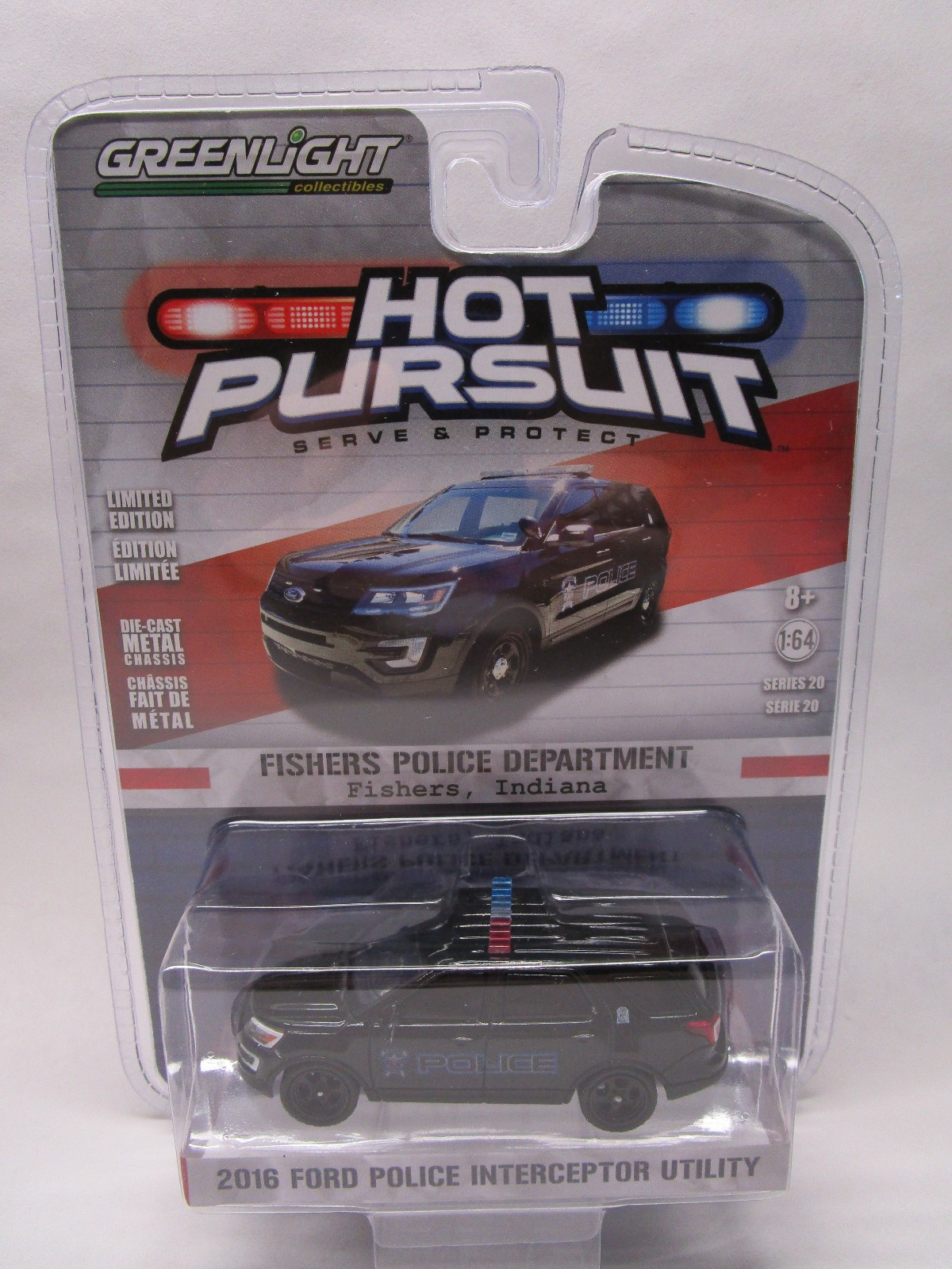 Greenlight Hot Pursuit Series 20 1:64 2016 Ford Explorer Fishers IN Police Dept.