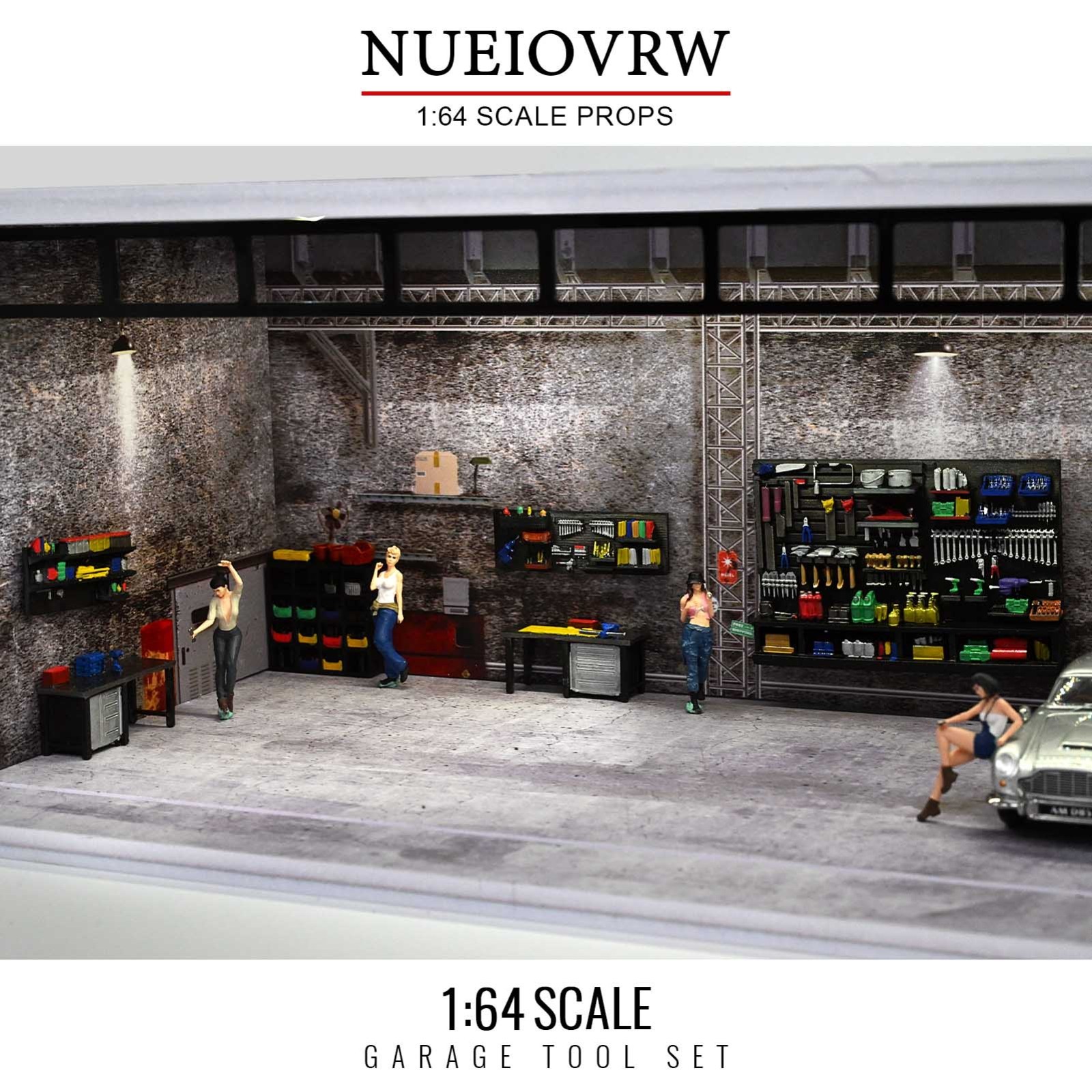 US Diorama 1/64 Car Garage Model Repair Workshop Tuning Scene Tools Accessories