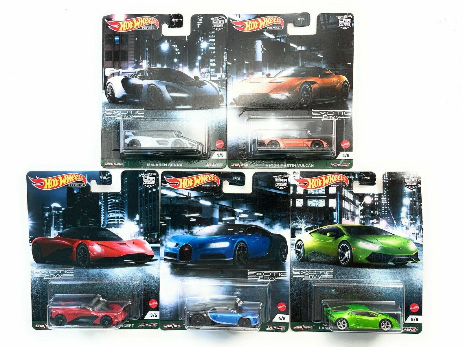 HOT WHEELS 2021 EXOTIC ENVY HURACAN, BUGATTI CHIRON, McLAREN SENNA..FPY86-957D
