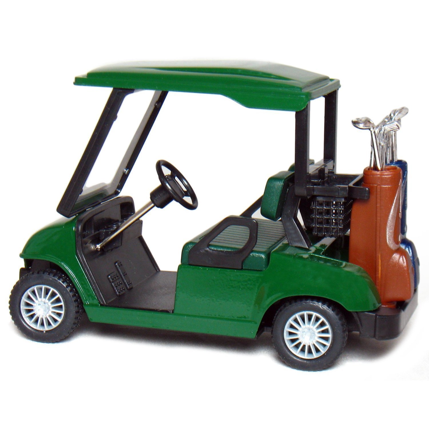 New 4.5″ Kinsfun Golf Cart w/ Clubs Diecast Metal Model Caddy Toy Car Green