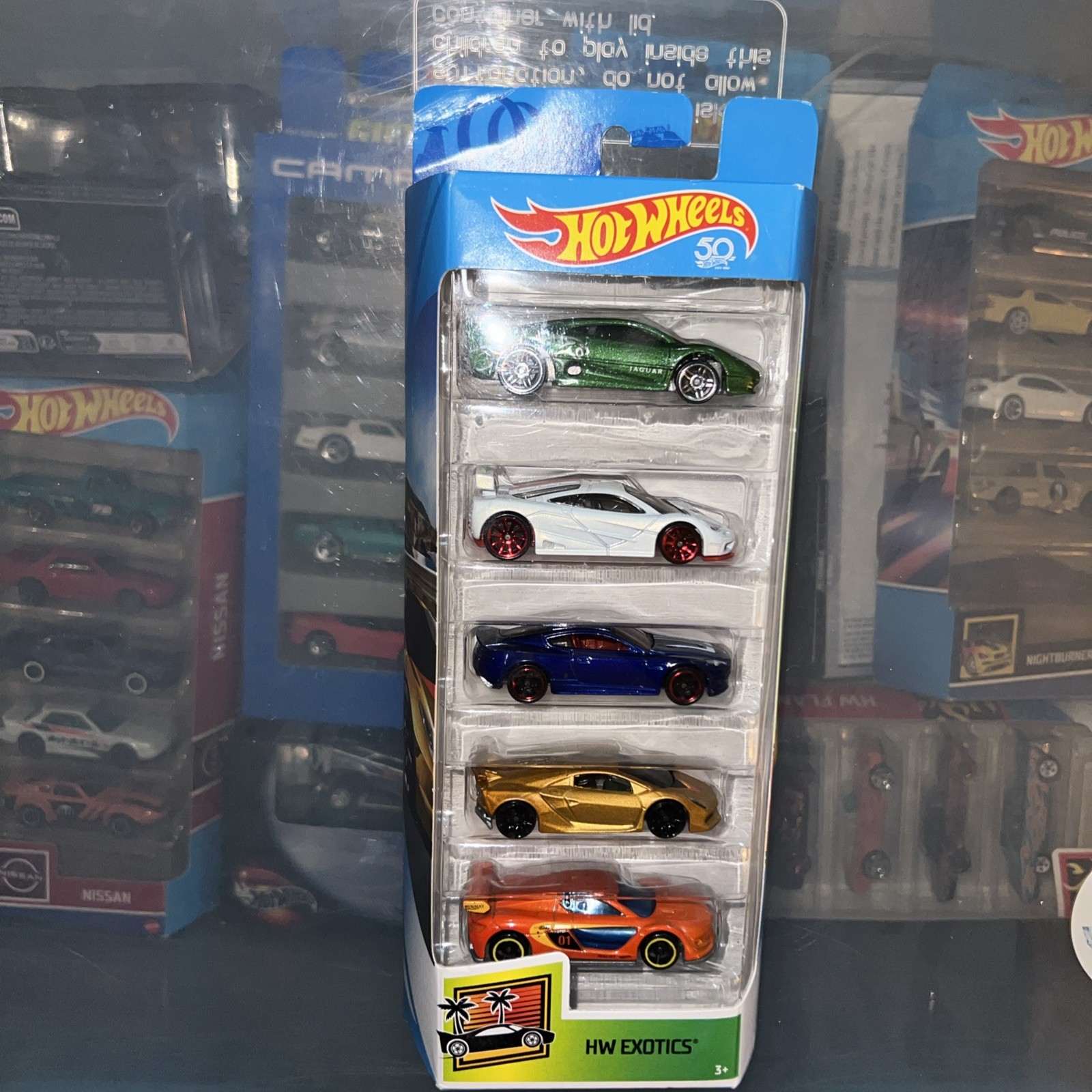 Hot Wheels HW Exotics 1:64 Diecast 5-Pack Jaguar McLaren Aston Lamborghini