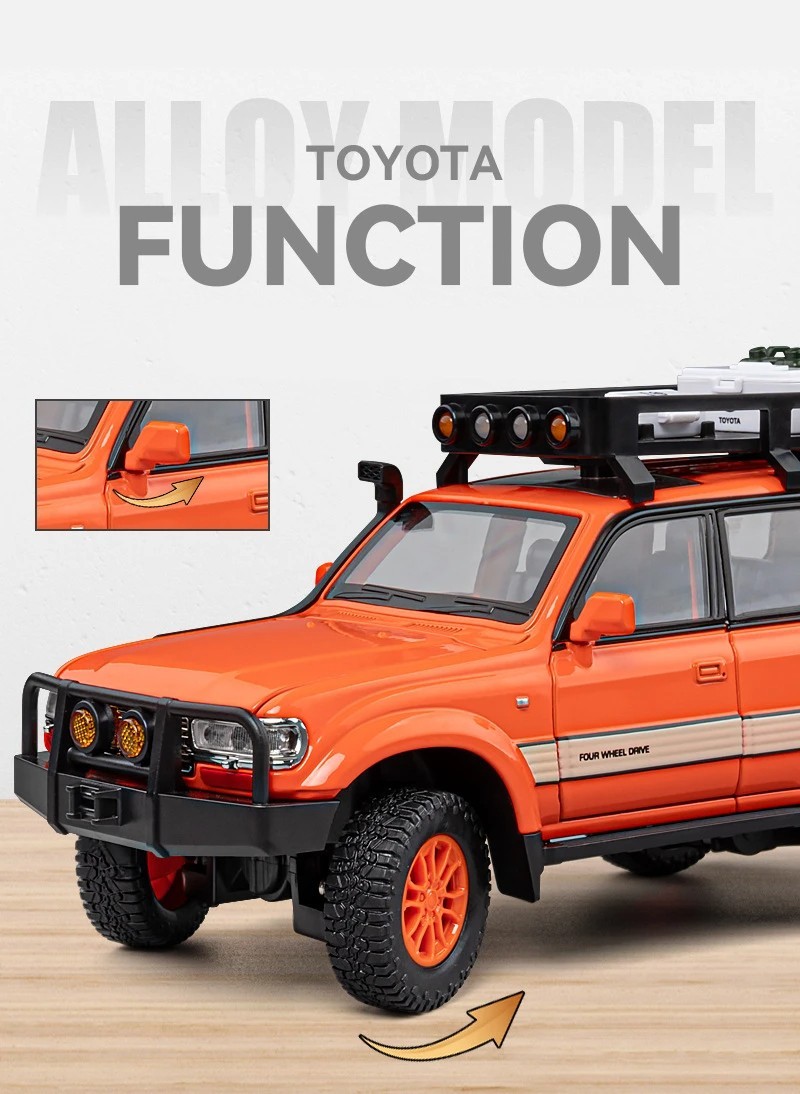 1:24 Toyota Land Cruiser LC80 Car Model Alloy Diecast Vehicle Gift Sound Light