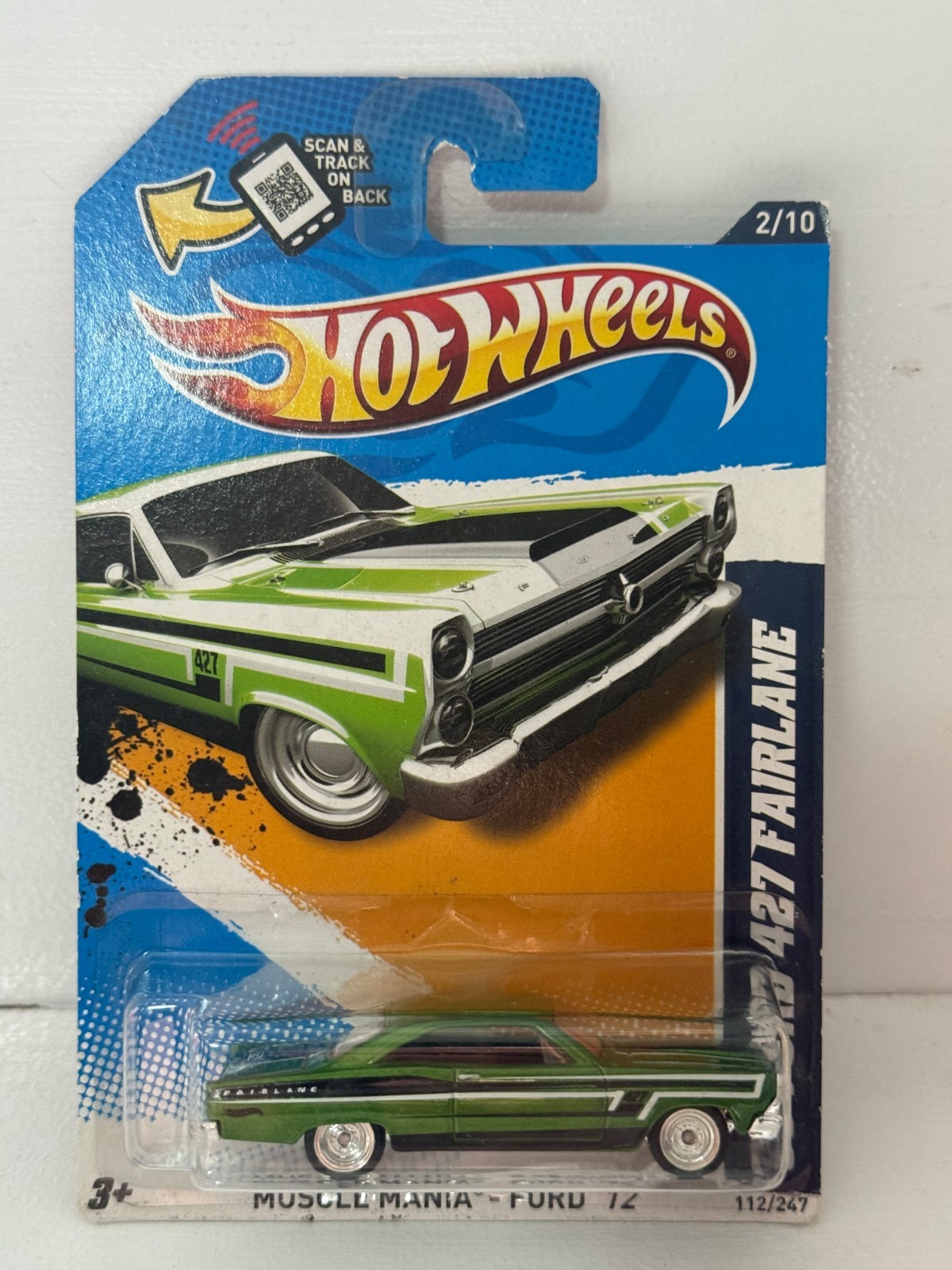 2012 HOT WHEELS SUPER TREASURE HUNT MUSCLE MANIA 2/10 ’66 FORD 427 FAIRLANE 1:64