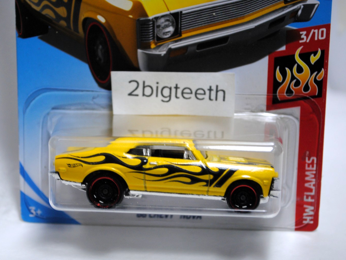 READ 2018 Hot Wheels HW Flames 1968 68 Chevy Nova Yellow Kmart Exclusive color