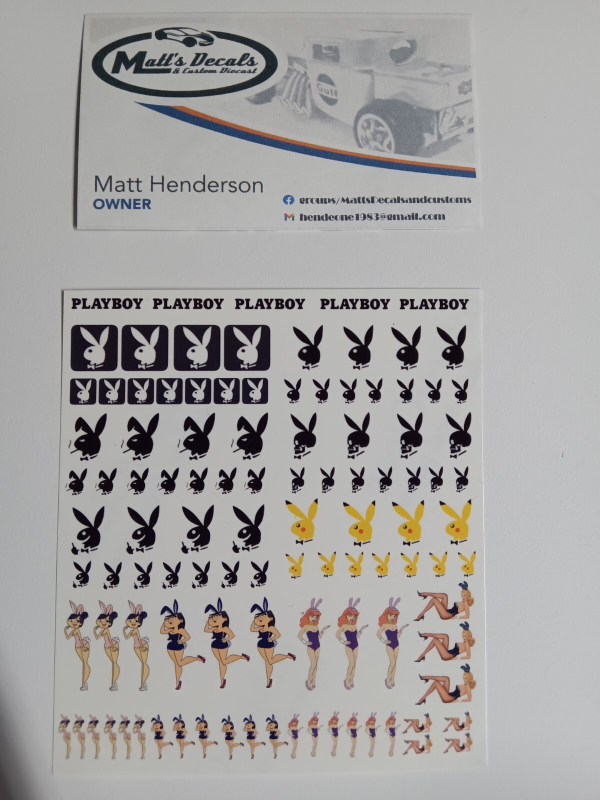 hot wheels playboy water slide decal 1/64