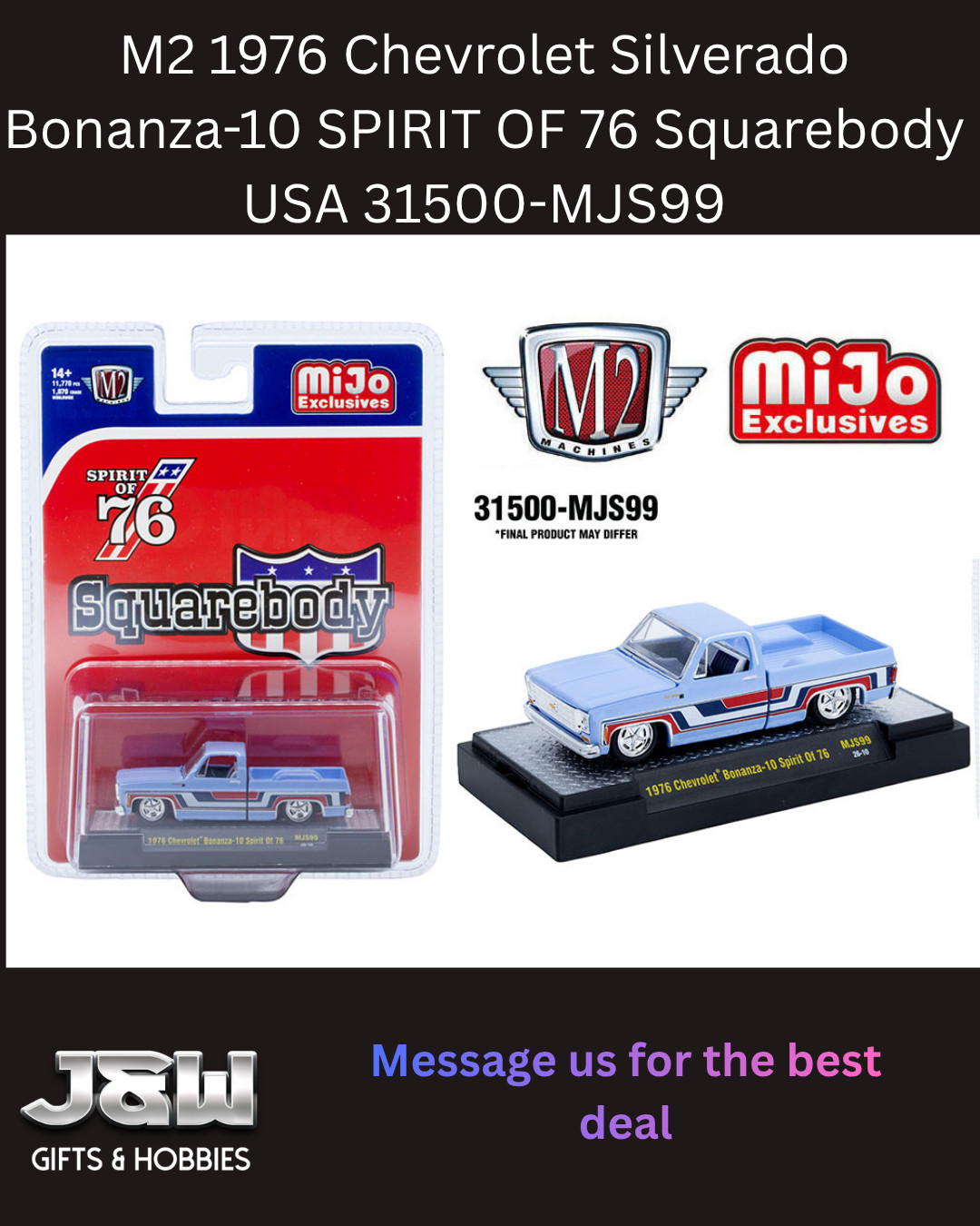 M2 1976 Chevrolet Silverado Bonanza-10 SPIRIT OF 76 Squarebody USA MJS99 1/64