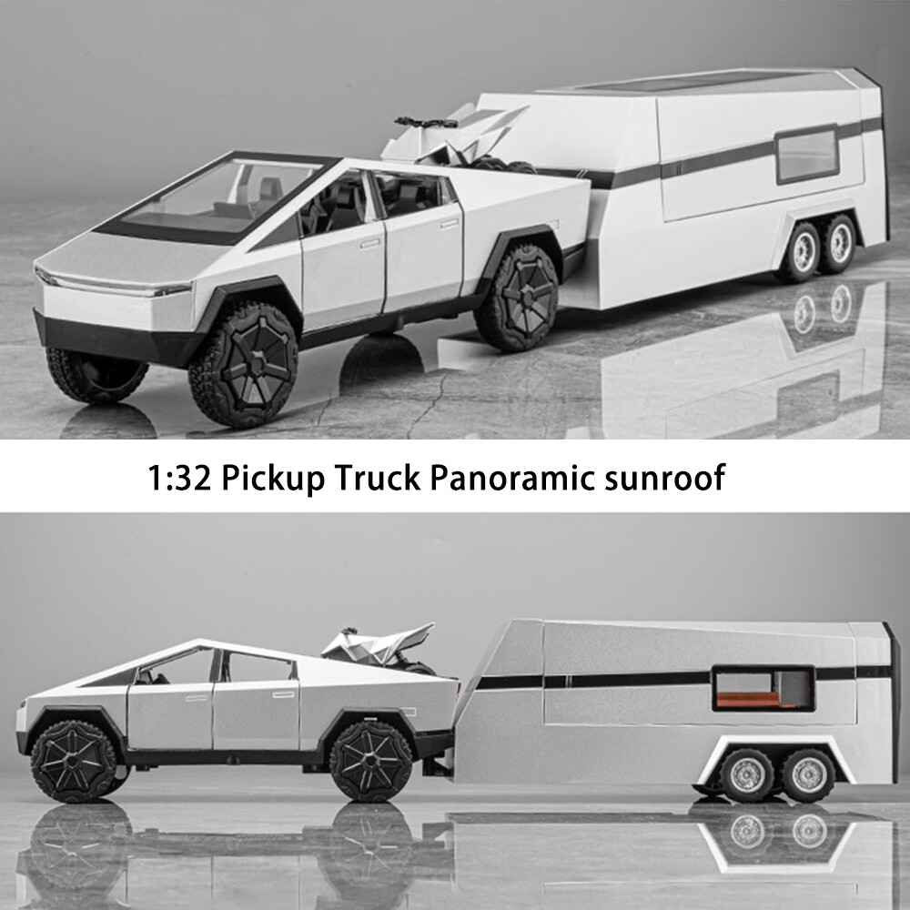 1:32 Tesla Diecast Pickup Trailer Model Toy Truck Car Toy with Sound&Light US