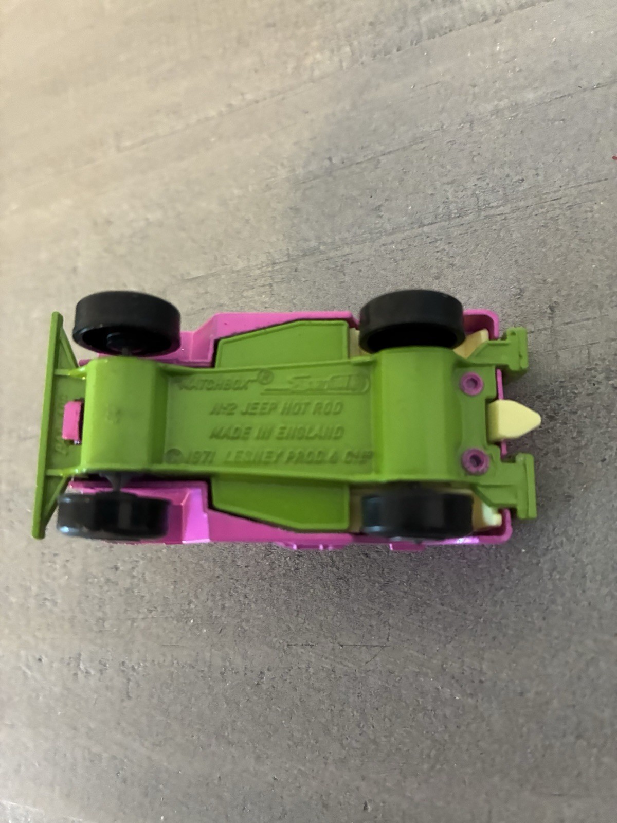 Matchbox Lesney Superfast MB2 Pink Jeep Hot Rod Green Base with Box