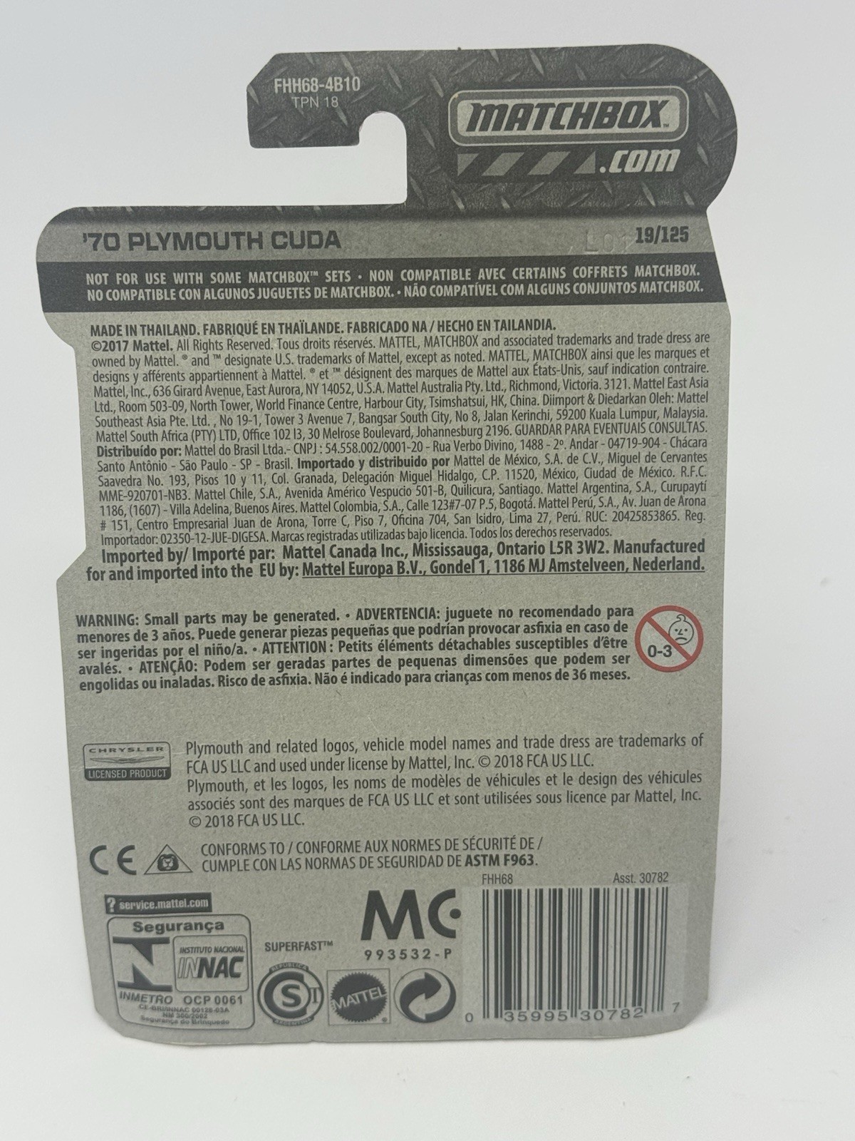 Matchbox MBX Road Trip Green ‘70 Plymouth Cuda #19 A9