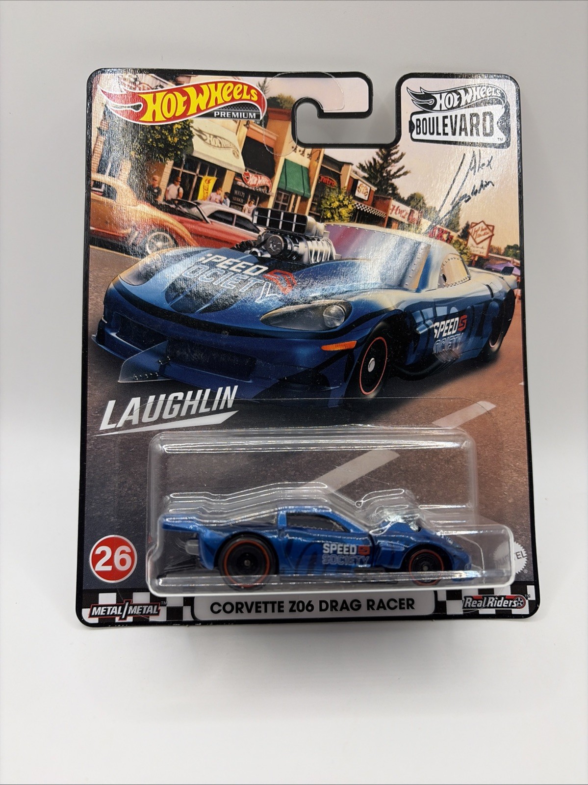 Hot Wheels Premium Boulevard Laughlin Corvette Z06 Drag Racer #26 Blue Z24