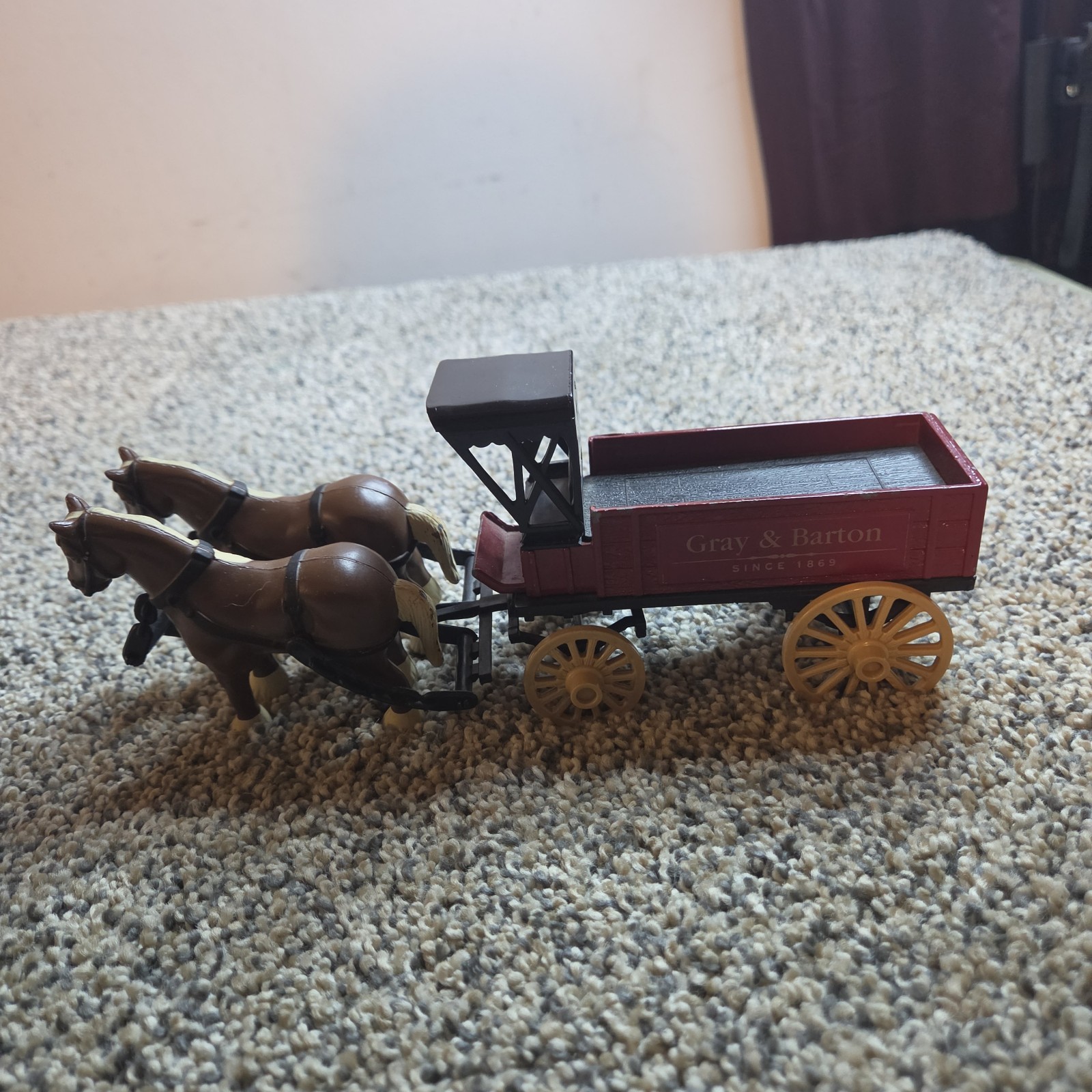 Ertl Die Cast Metal Gray and Barton Horse and Plastic Wagon Toy Delivery Vintage