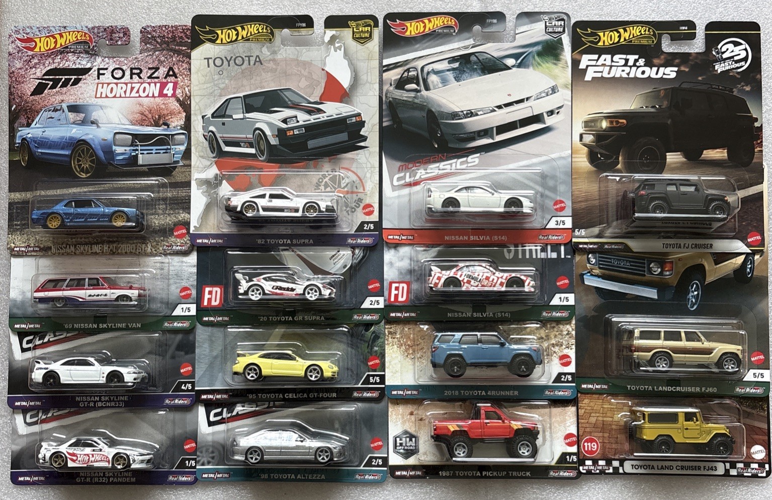 Lot of 15 Hot Wheels Toyota Supra 4Runner Nissan Skyline Silvia Premium