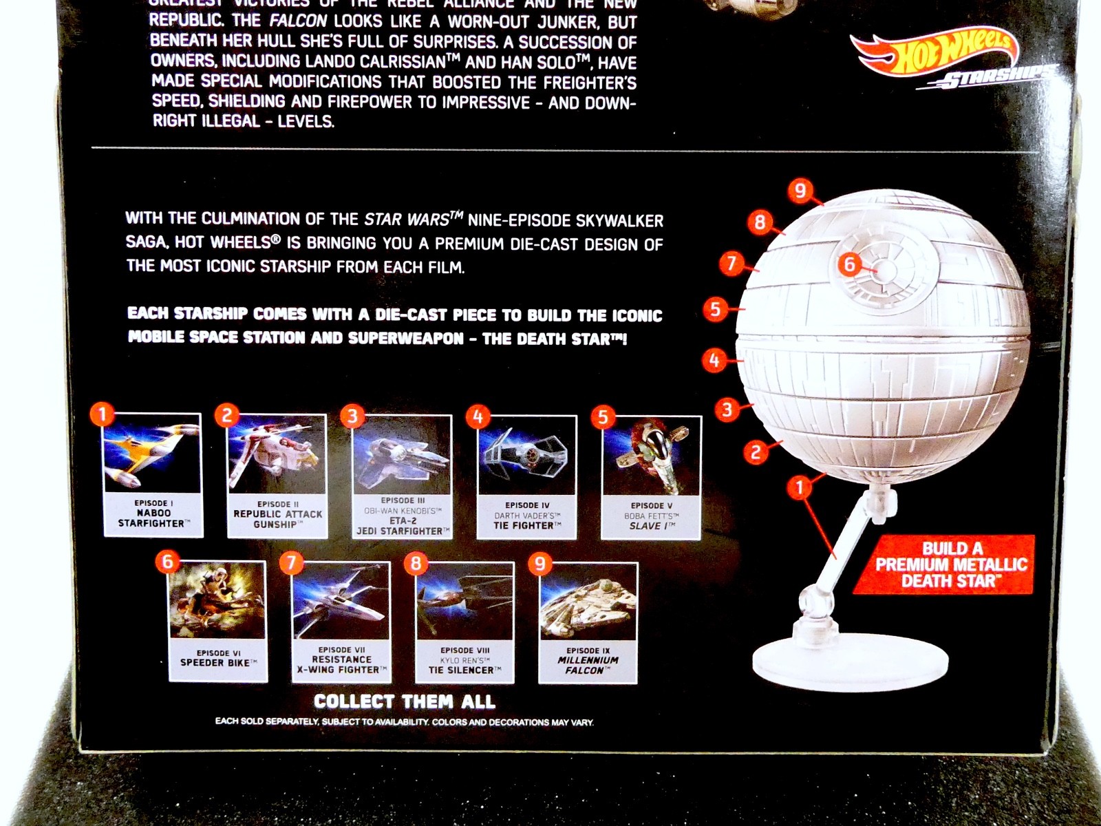 Hot Wheels Starships Star Wars Commemorative 1-9 Build The Death Star Set (9pc.)