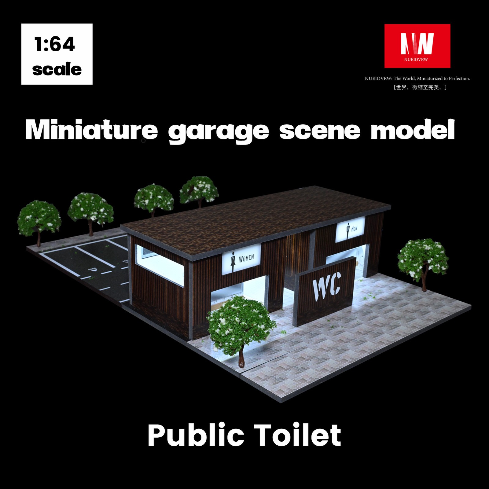 Diorama 1/64 Diecast Car Garage Model LED Street Toilet Building Scene Gifts US