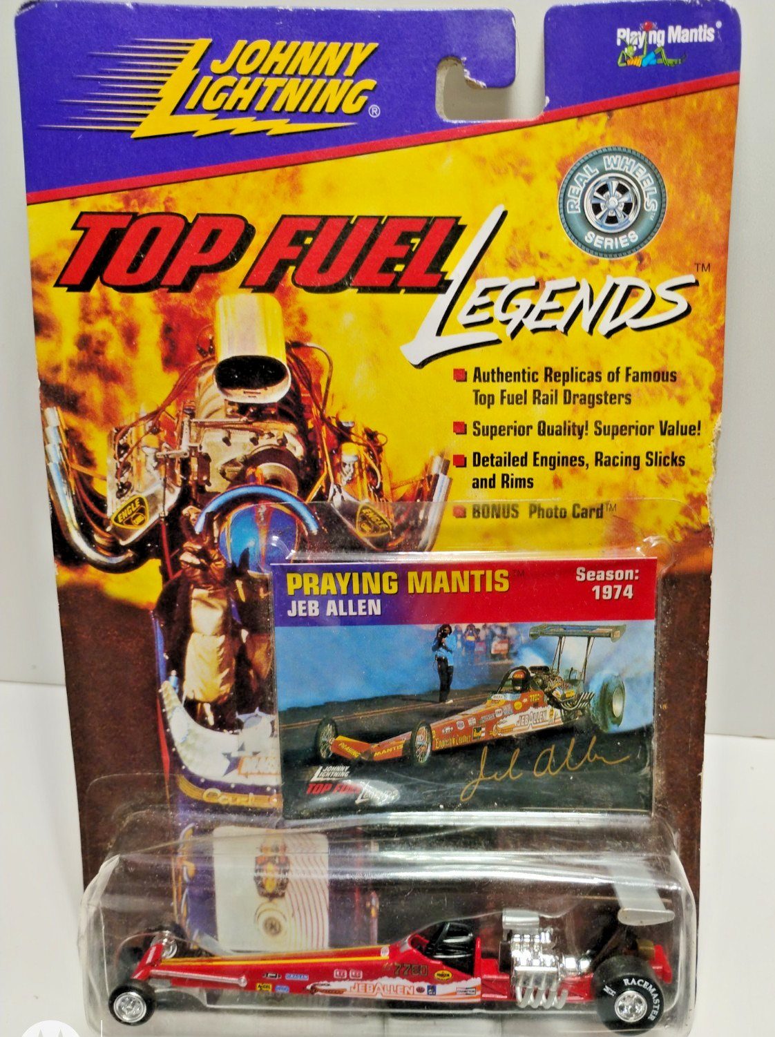 JOHNNY LIGHTNING,TOP FUEL-LEGENDS,PRAYING MANTIS,CAR & CARD JEB ALLEN 1974 (G2