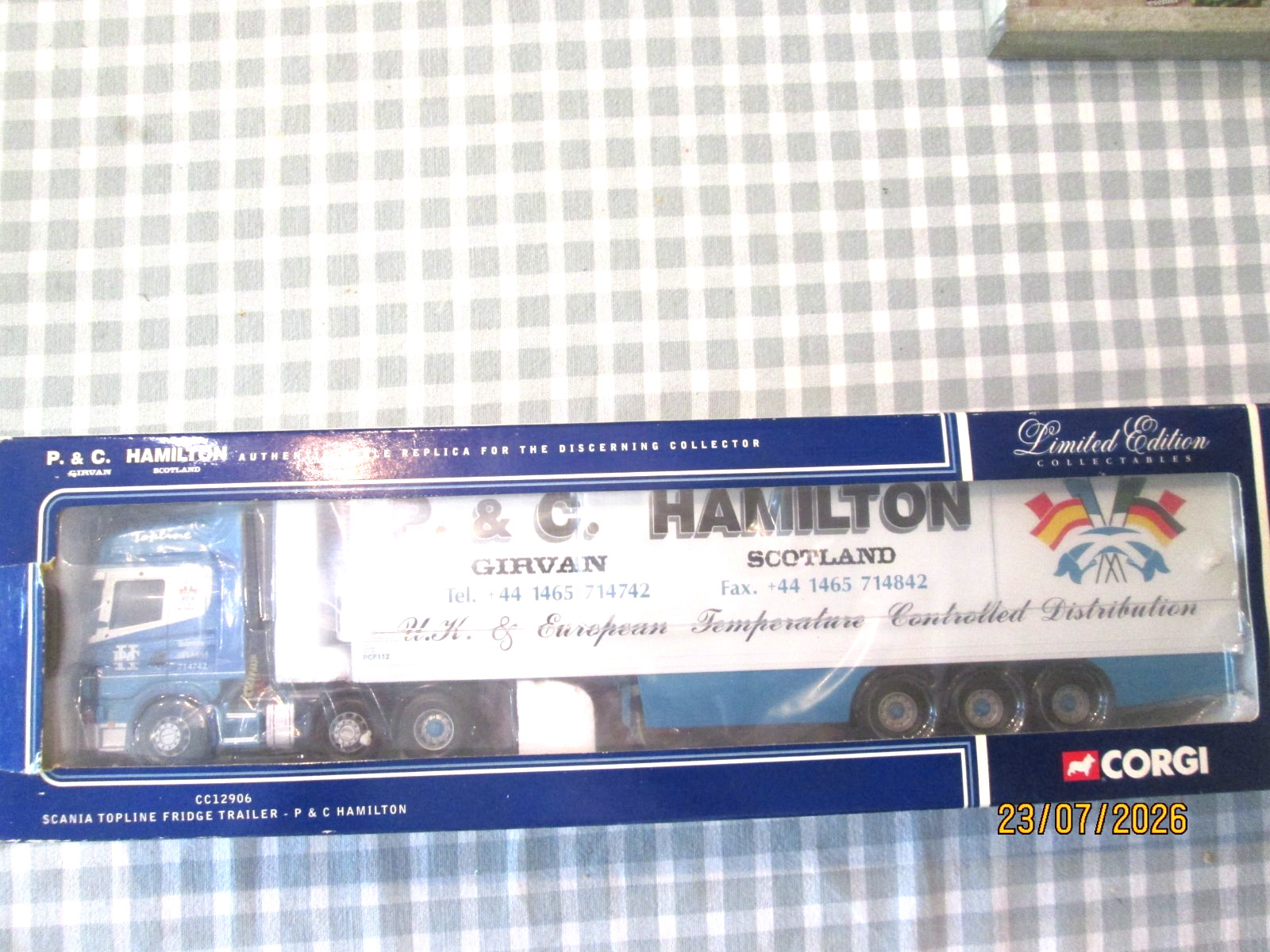 Corgi CC12906 1;50 – Scania Topline Fridge Trailer – P & C Hamilton-Boxed