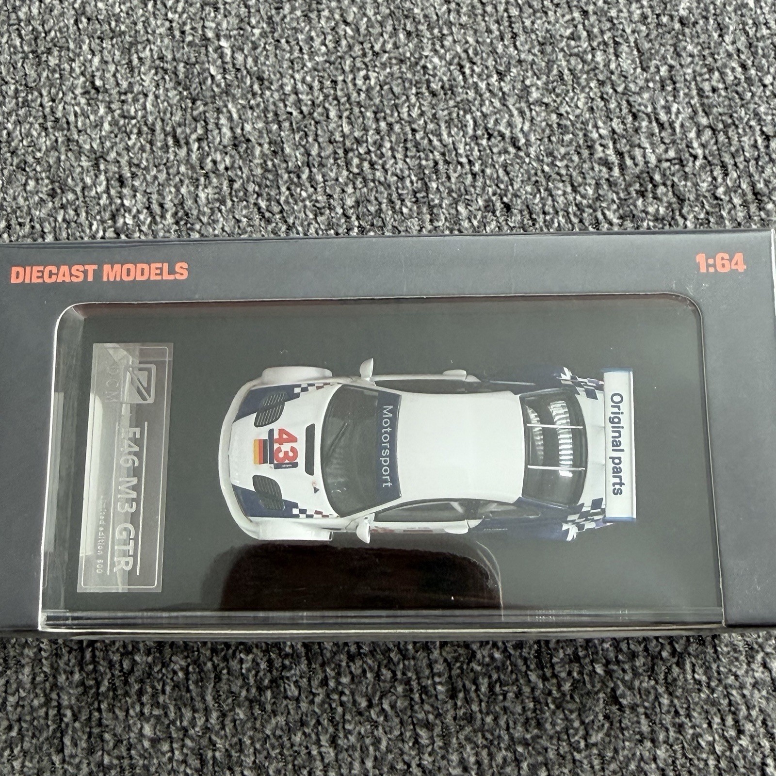 DCM 1:64 White M3 GTR E46 #43 Widebody Sports Model Diecast Display Car