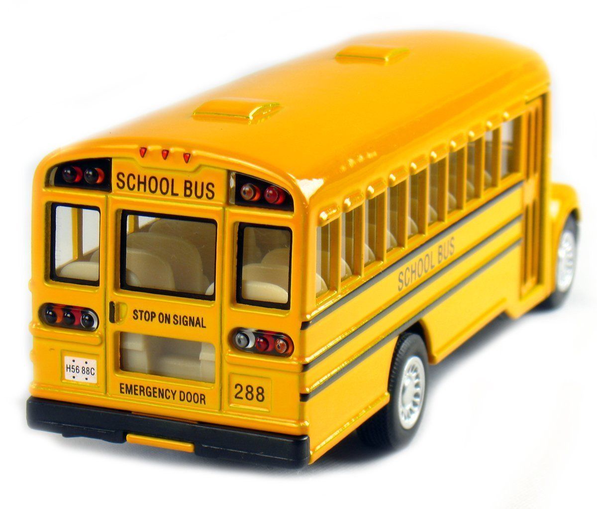 New 5″ Kinsfun School Bus DieCast Model Toy Pull Back Action w/ openable doors