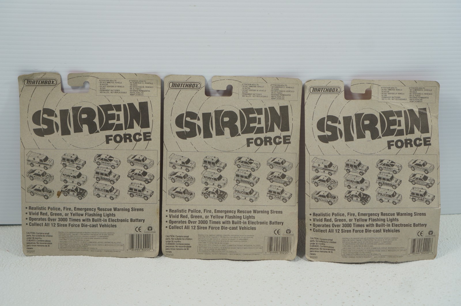 Matchbox Siren Force Pace Car Fire Dept Sheriff Dept 30200 1990