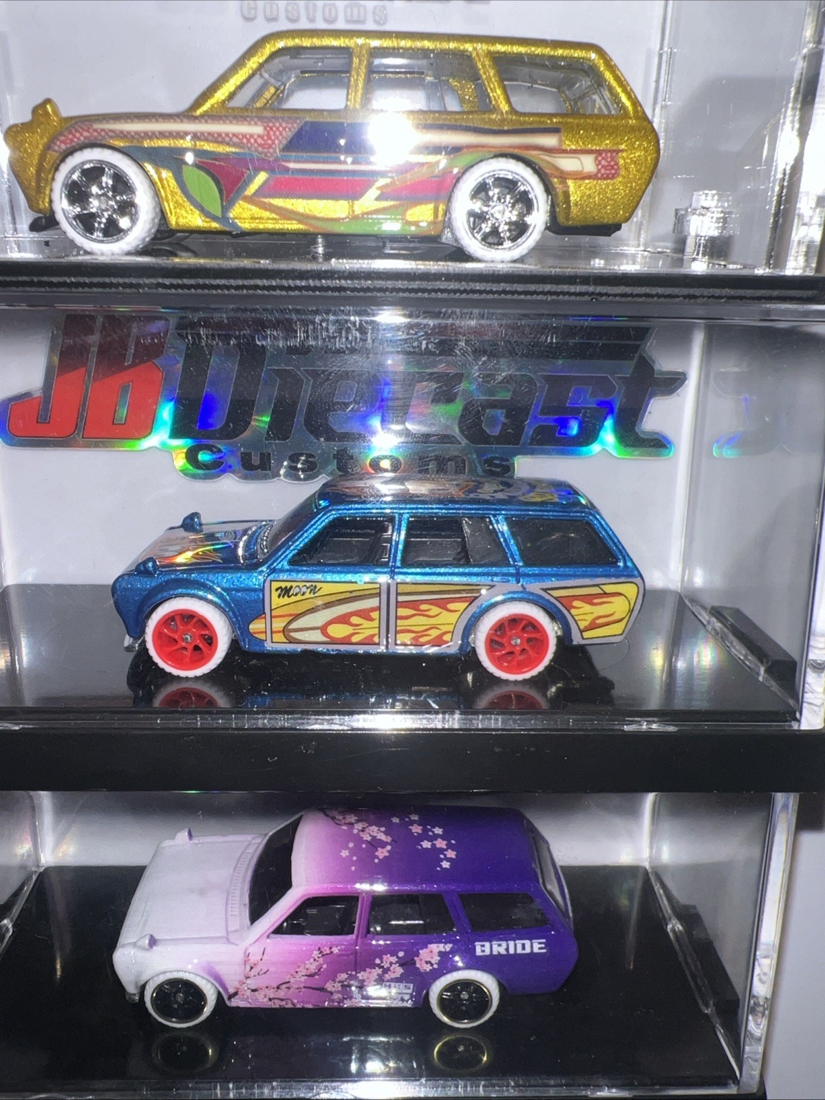 Lot Of 3 Custom 1971 Datsun 510 Wagon JB Diecast Customs Hotwheels See Pics!