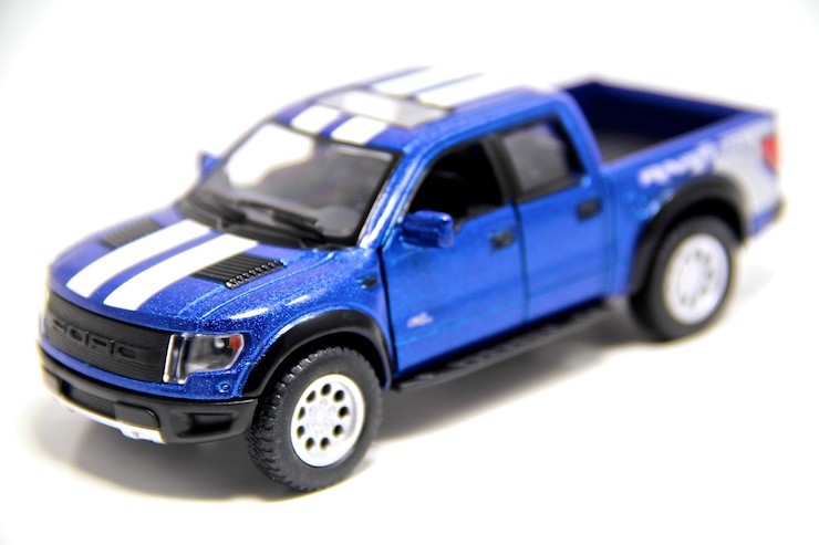 5″ Kinsmart 2013 Ford F-150 SVT Raptor Stripes 1:46 Diecast Model Truck- Blue