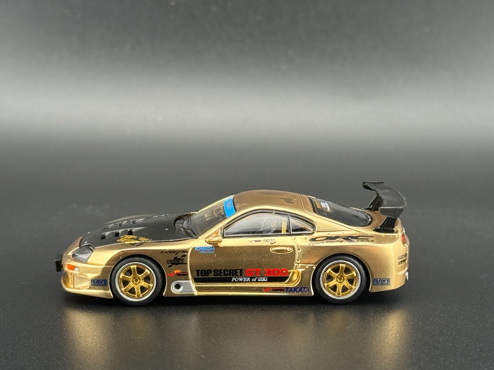 Pop Race Top Secret GT300 Supra Gold with Carbon Hood PR640277 1/64